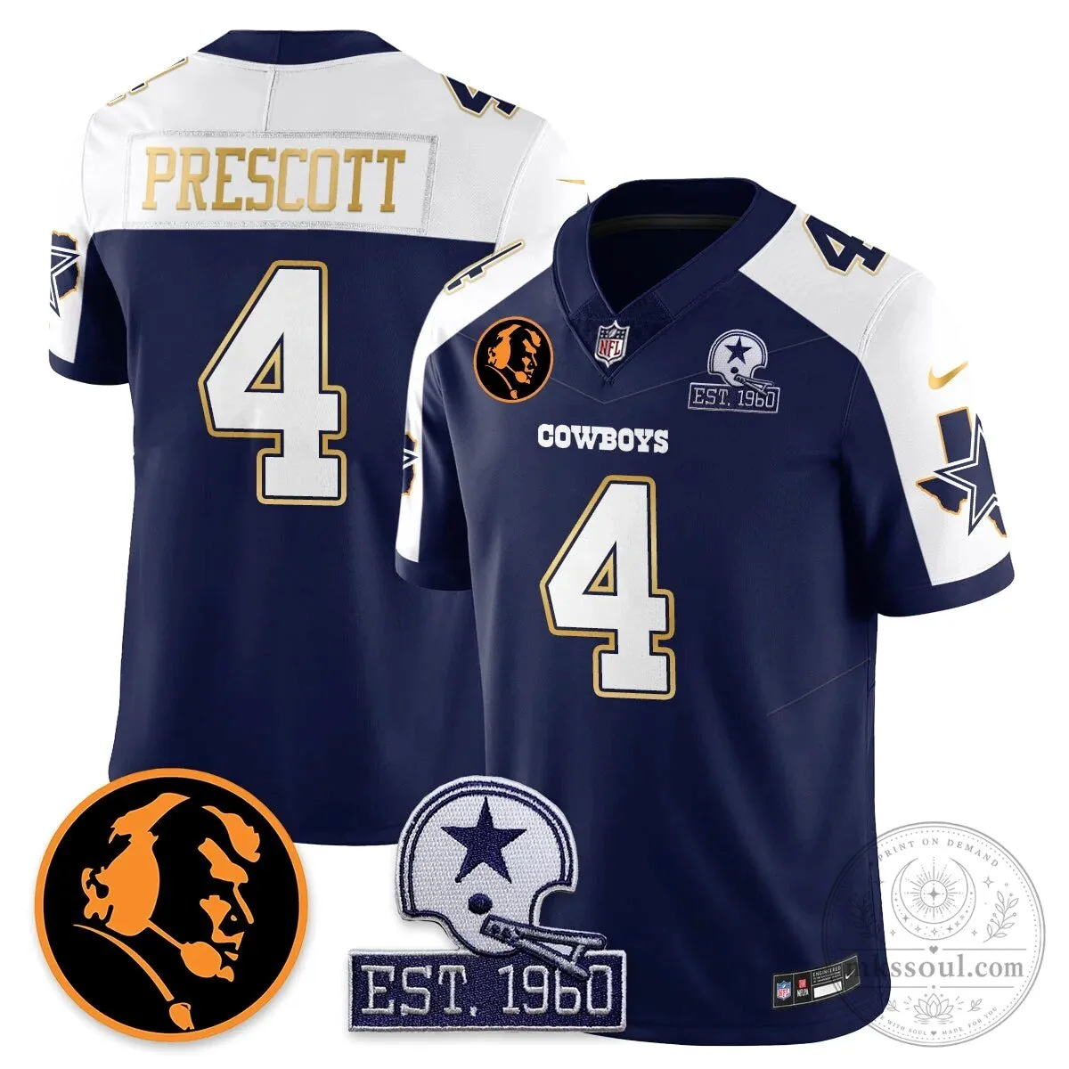 Dallas Cowboys John Madden Dak Prescott Limited Edition Football Jersey 47 Dallas Cowboys John Madden Dak Prescott Limited Edition Football Jersey
