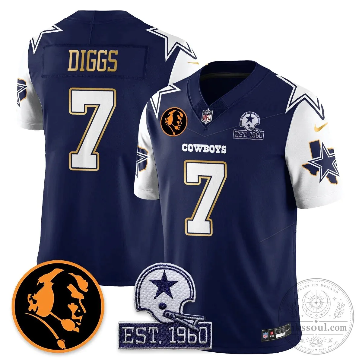 Dallas Cowboys John Madden Dak Prescott Limited Edition Football Jersey 64 Dallas Cowboys John Madden Dak Prescott Limited Edition Football Jersey