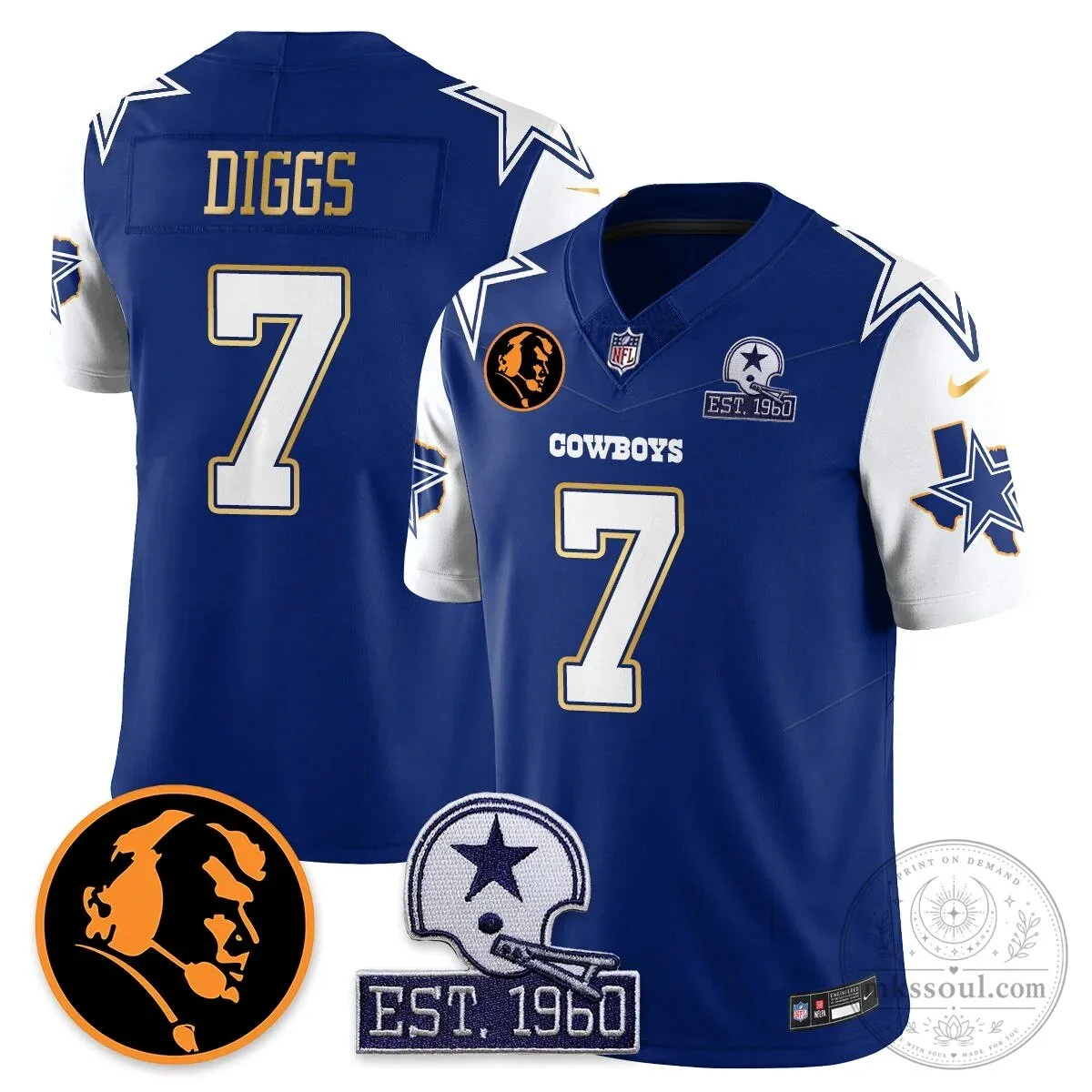 Dallas Cowboys John Madden Dak Prescott Limited Edition Football Jersey 72 Dallas Cowboys John Madden Dak Prescott Limited Edition Football Jersey
