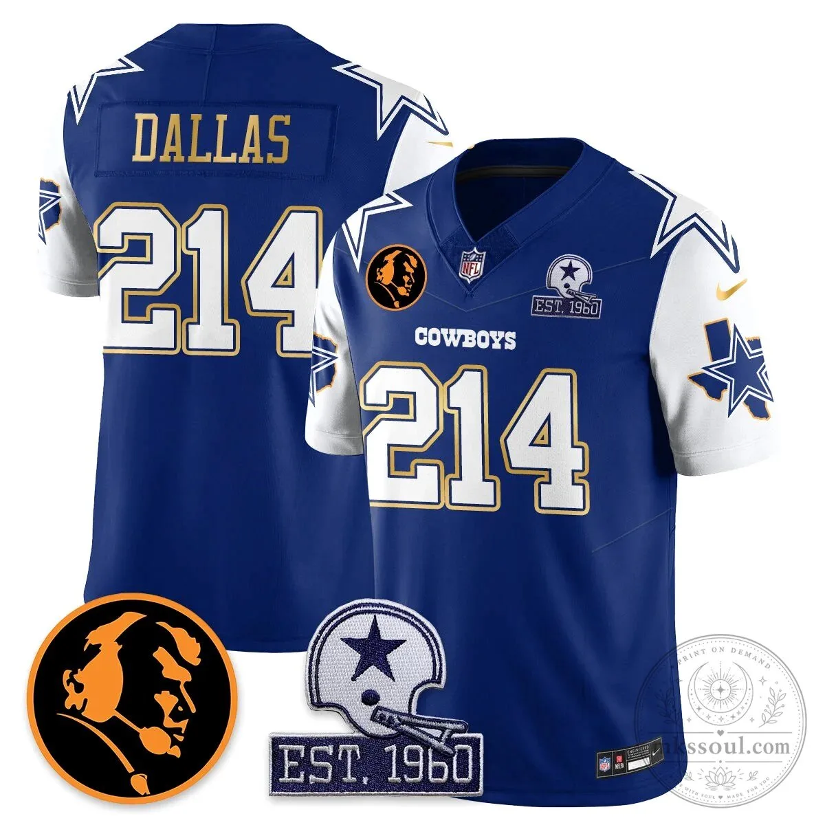 Dallas Cowboys John Madden Dak Prescott Limited Edition Football Jersey 75 Dallas Cowboys John Madden Dak Prescott Limited Edition Football Jersey