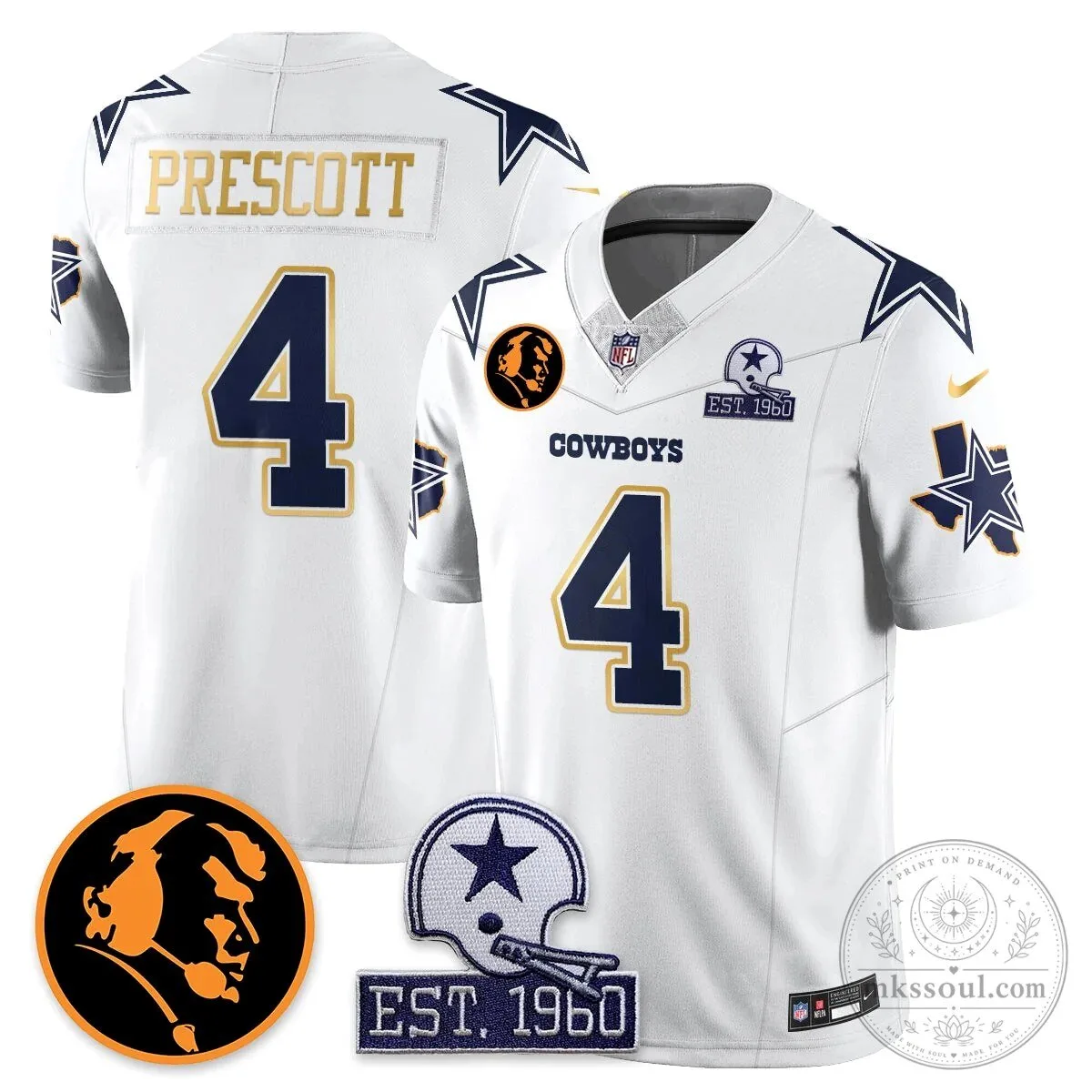 Dallas Cowboys John Madden Dak Prescott Limited Edition Football Jersey 78 Dallas Cowboys John Madden Dak Prescott Limited Edition Football Jersey