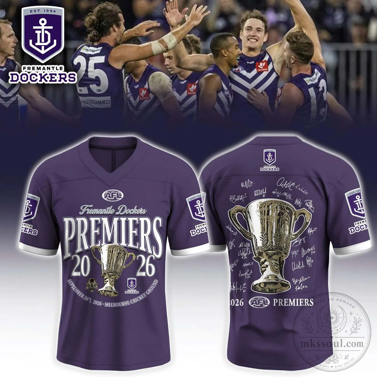 Fremantle Dockers AFL Premiers 2026 Commemorative Purple Football Jersey
