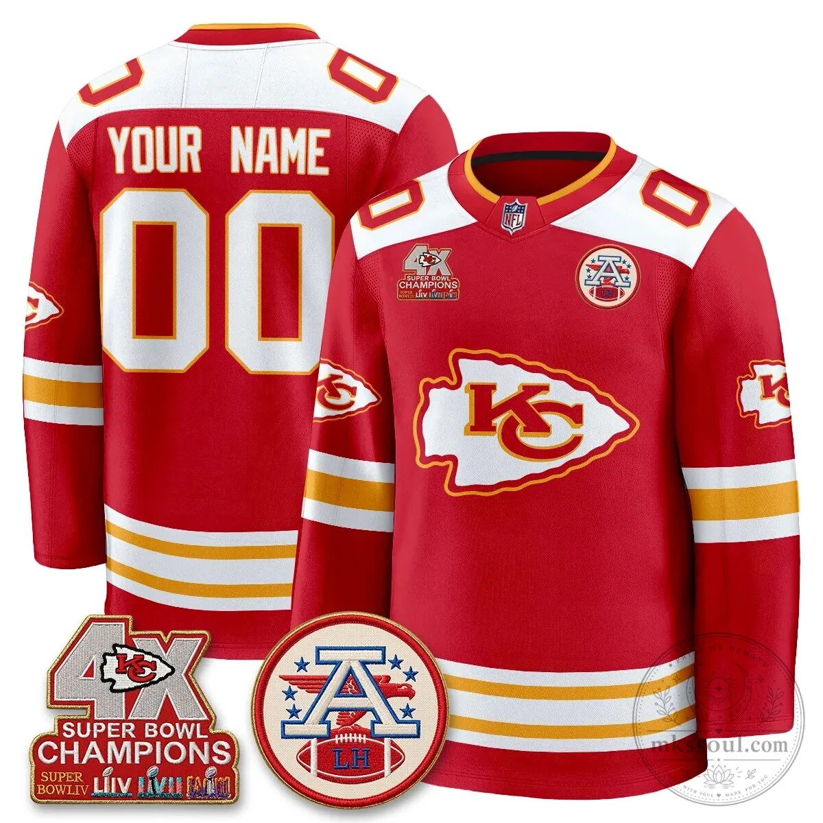 Kansas City Chiefs Super Bowl Champions Custom Hockey Jersey