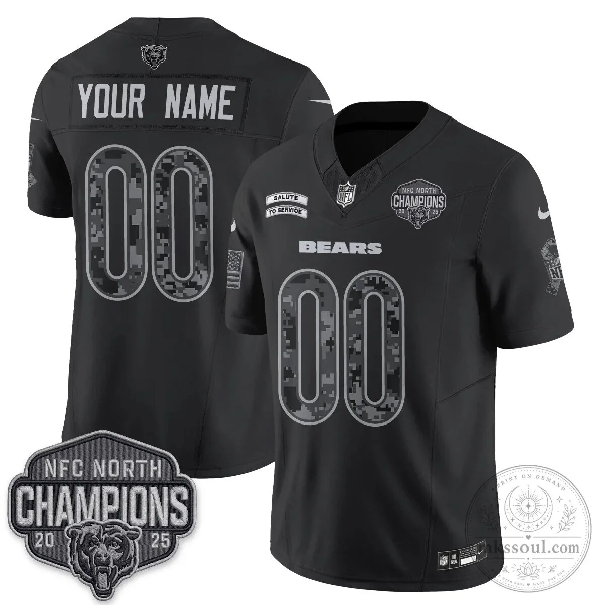 Custom Football Jersey for Chicago Bears NFC North Champions - Salute To Service Edition