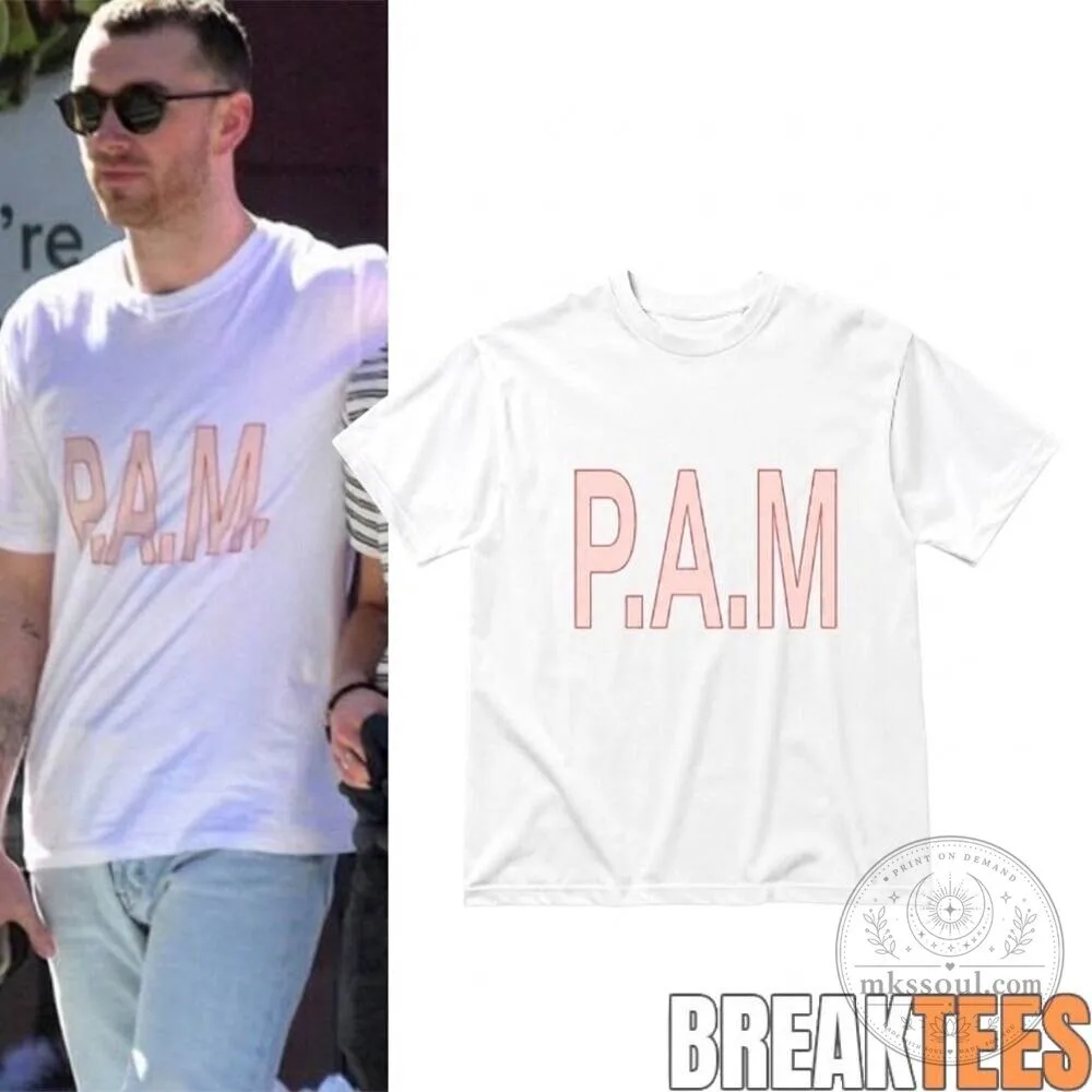 Sam Smith P.A.M. Pink Lettering White T-Shirt