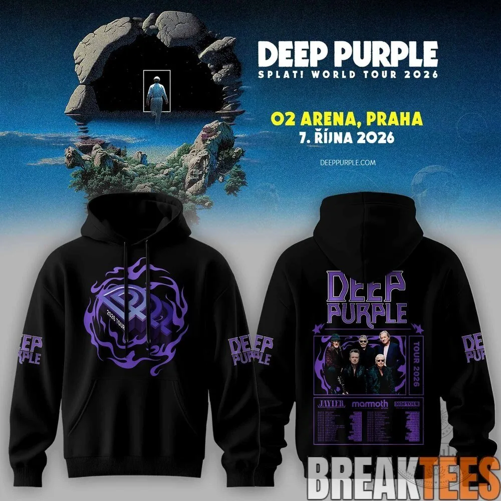 Deep Purple Splat World Tour 2026 O2 Arena Praha Black Hoodie 4 Deep Purple Splat World Tour 2026 O2 Arena Praha Black Hoodie