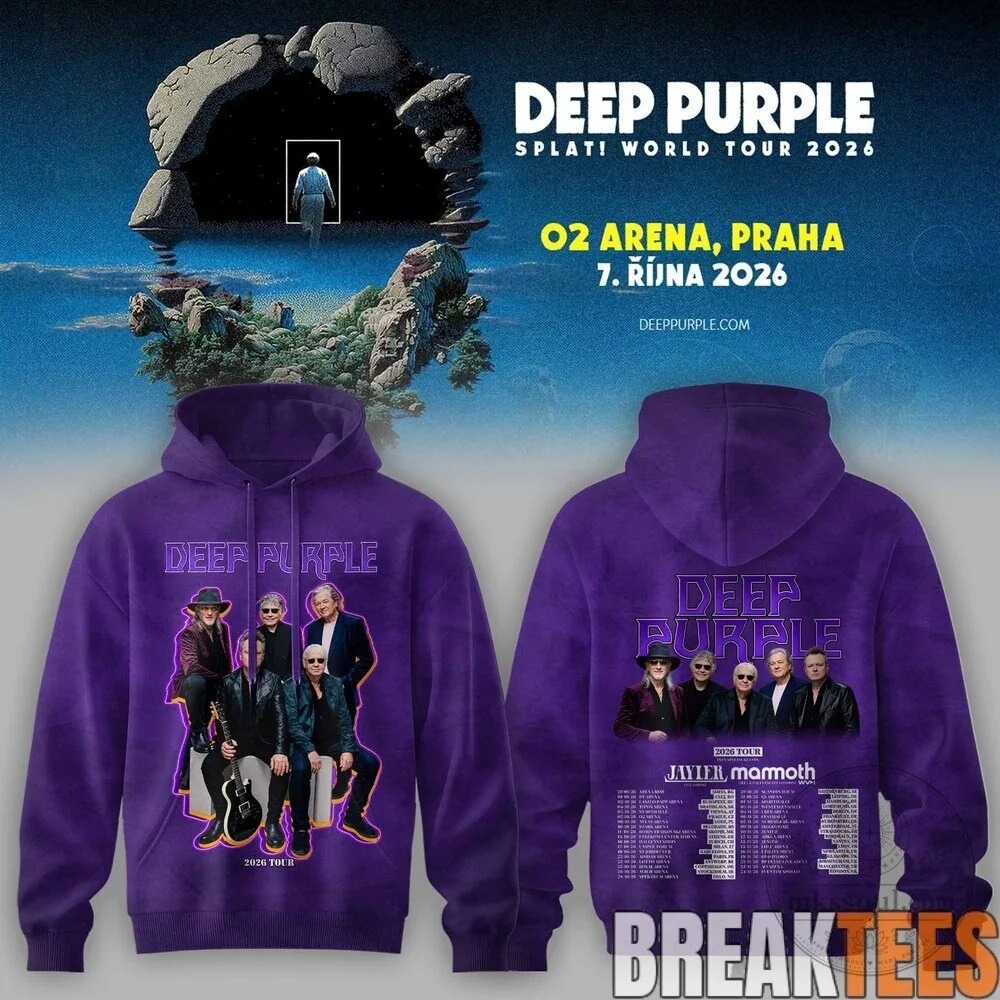 Deep Purple Splat World Tour 2026 O2 Arena Praha Black Hoodie 5 Deep Purple Splat World Tour 2026 O2 Arena Praha Black Hoodie