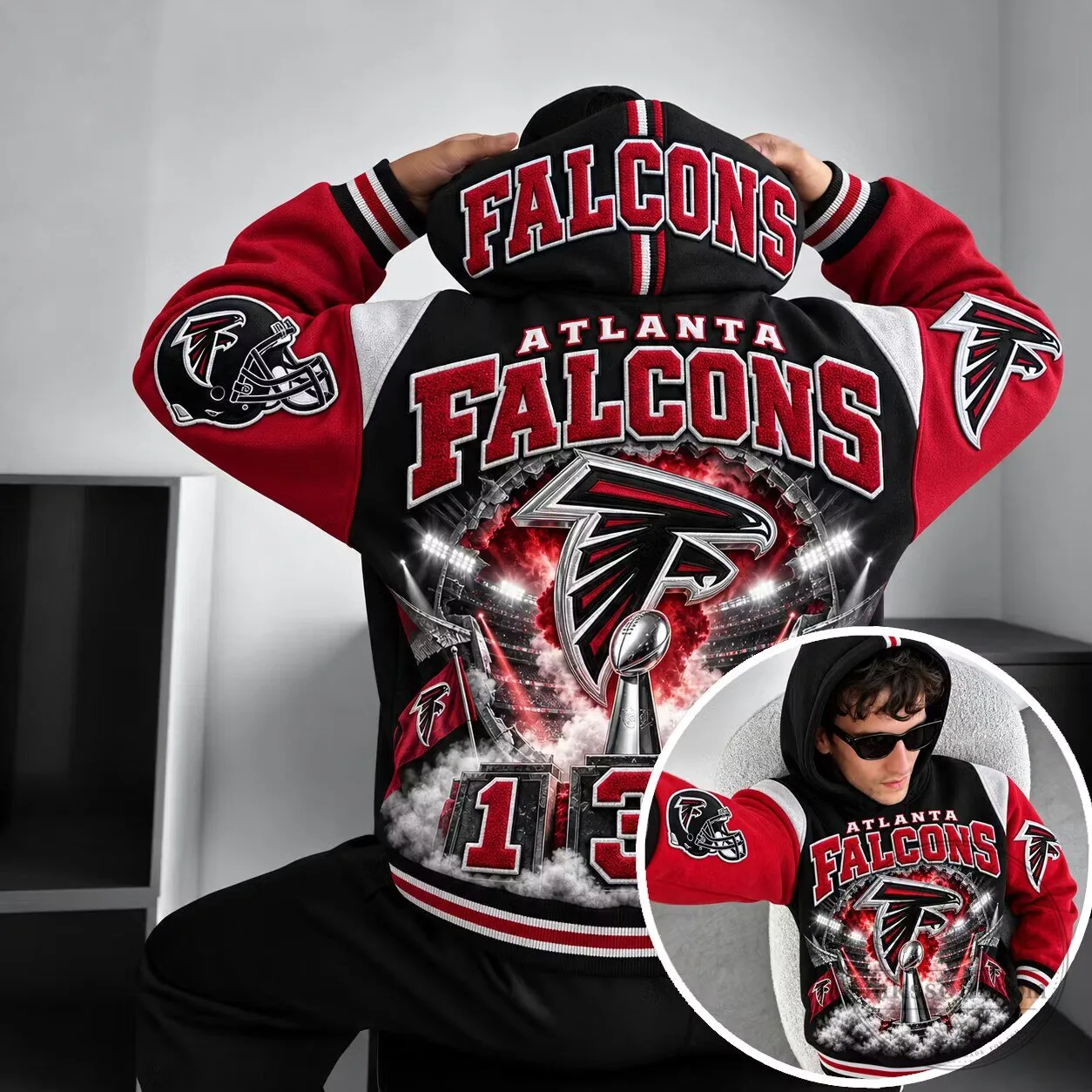 Atlanta Falcons NFL Football Team Super Bowl Champions Varsity Hoodie
