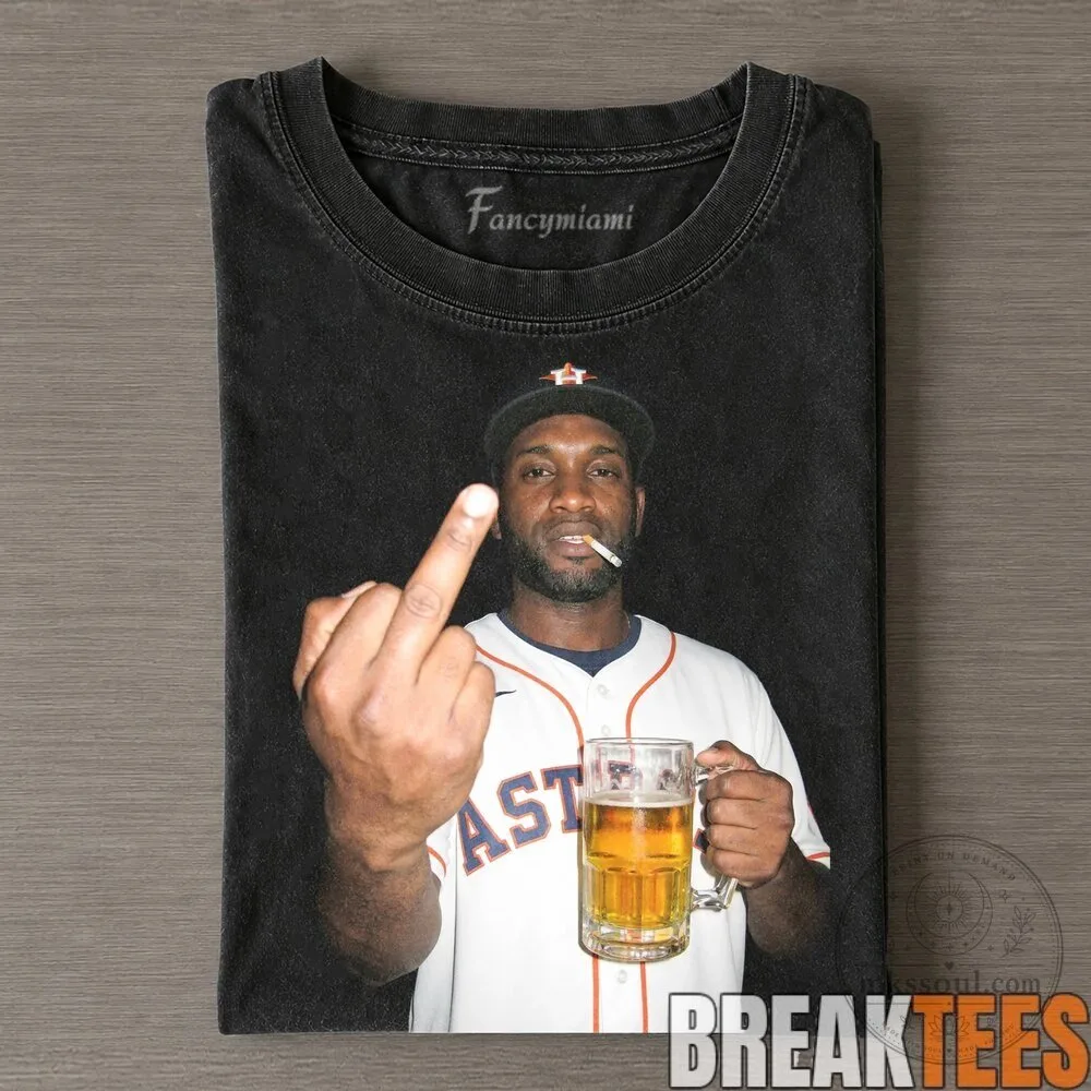 Houston Astros Yordan Alvarez Drinking and Middle Finger Graphic T-Shirt