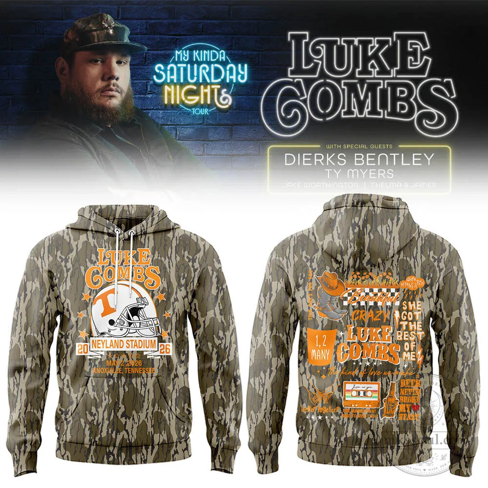 Luke Combs Neyland Stadium My Kinda Saturday Night Tour Camouflage Hoodie