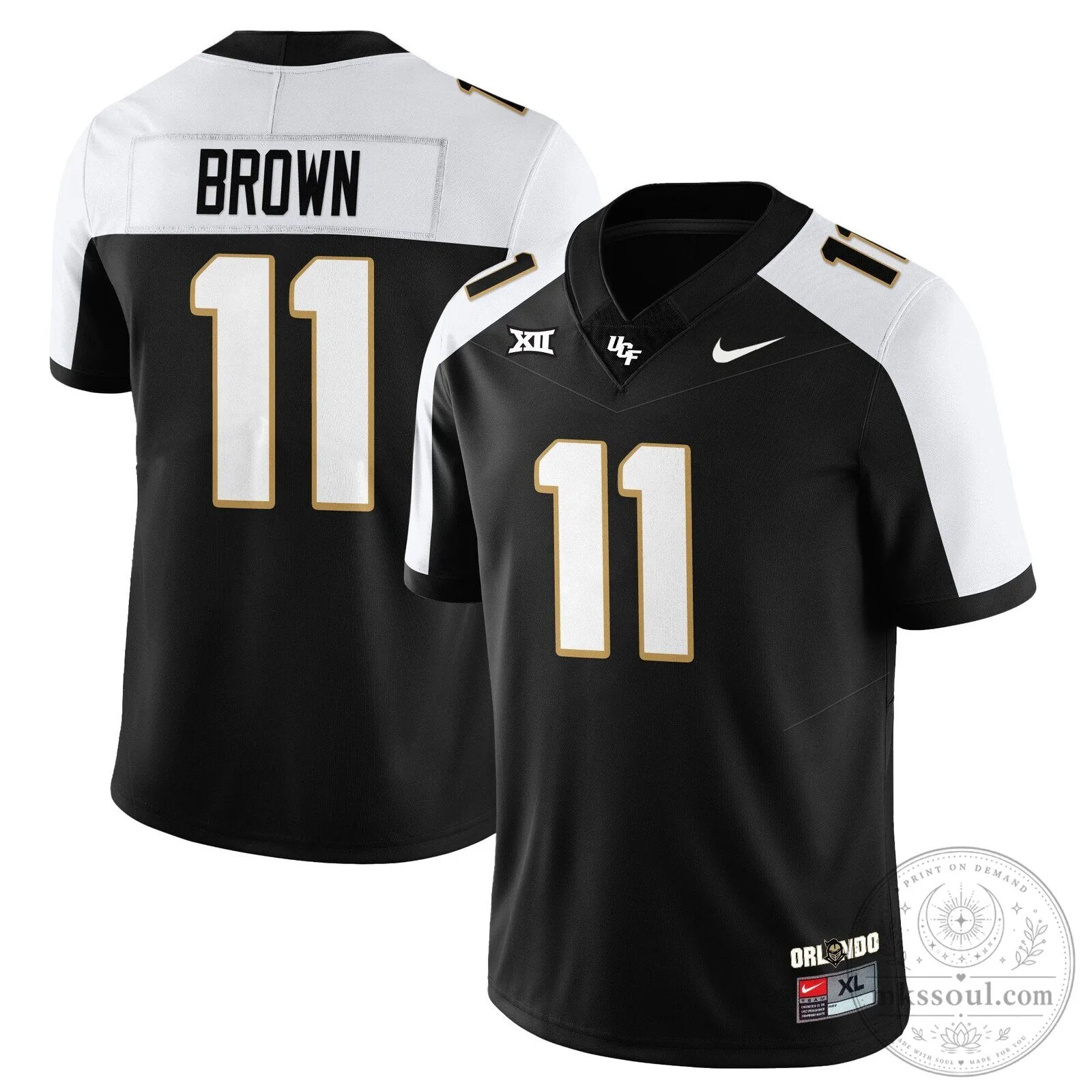 UCF Football Black and White Number 11 Team Uniform Football Jersey 20 UCF Football Black and White Number 11 Team Uniform Football Jersey