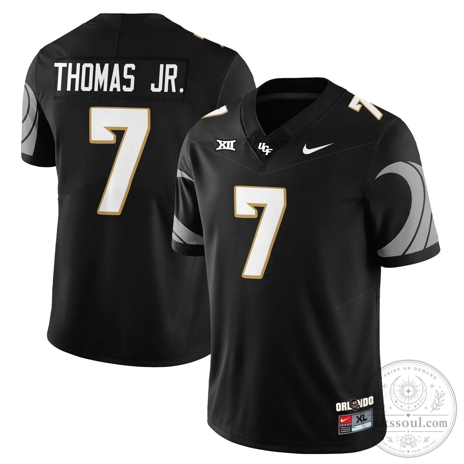 UCF Football Black and White Number 11 Team Uniform Football Jersey 24 UCF Football Black and White Number 11 Team Uniform Football Jersey