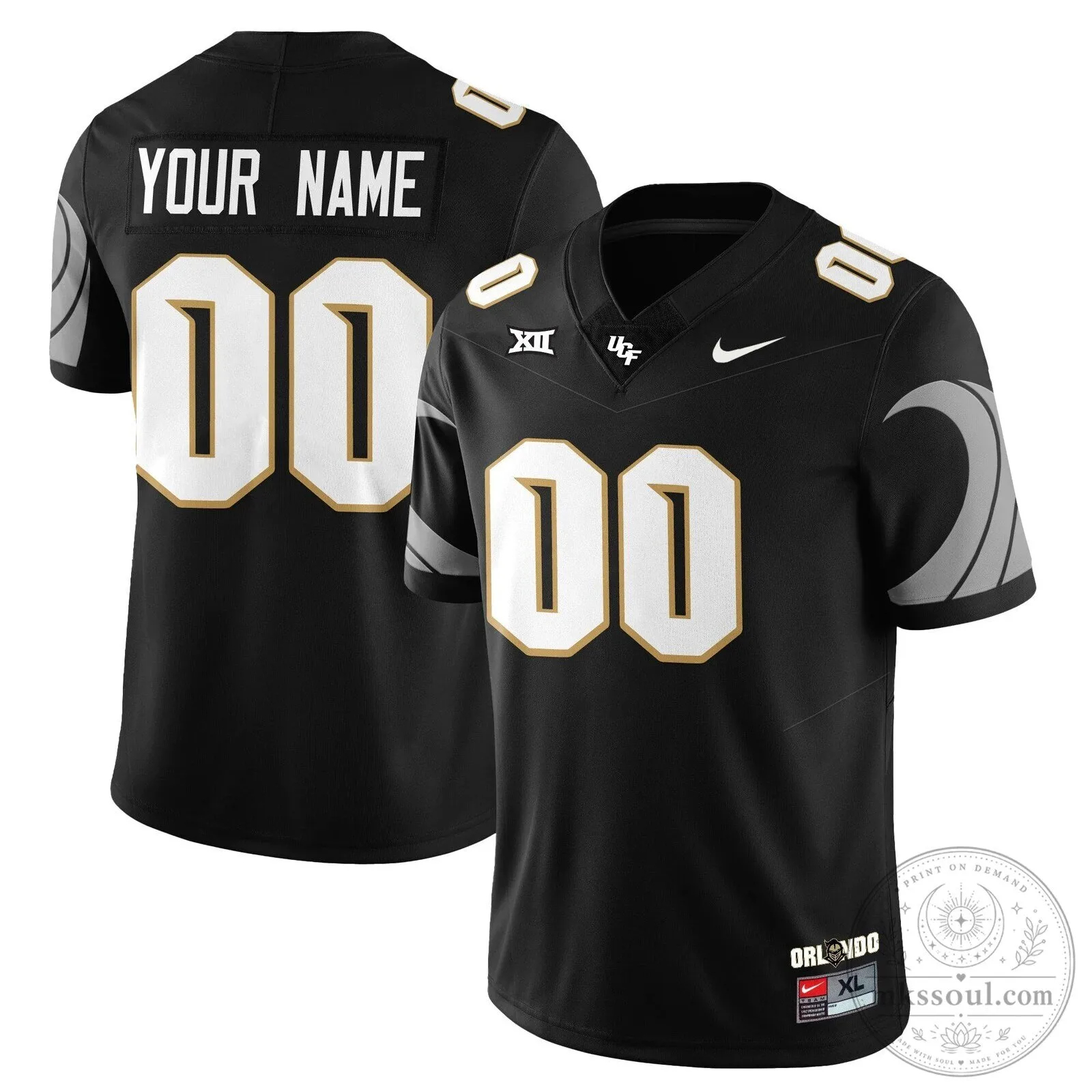 UCF Football Black and White Number 11 Team Uniform Football Jersey 25 UCF Football Black and White Number 11 Team Uniform Football Jersey