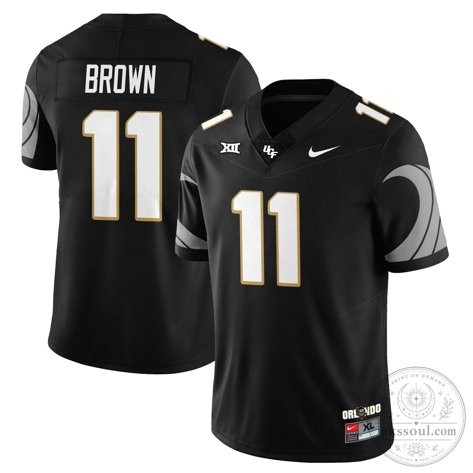 UCF Football Black and White Number 11 Team Uniform Football Jersey 38 UCF Football Black and White Number 11 Team Uniform Football Jersey