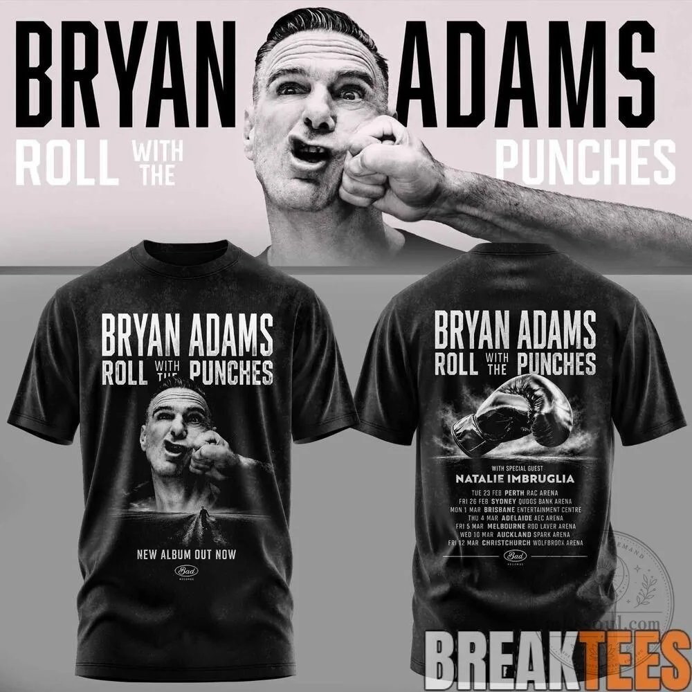 Bryan Adams Roll With The Punches Tour Concert Graphic Black T-Shirt