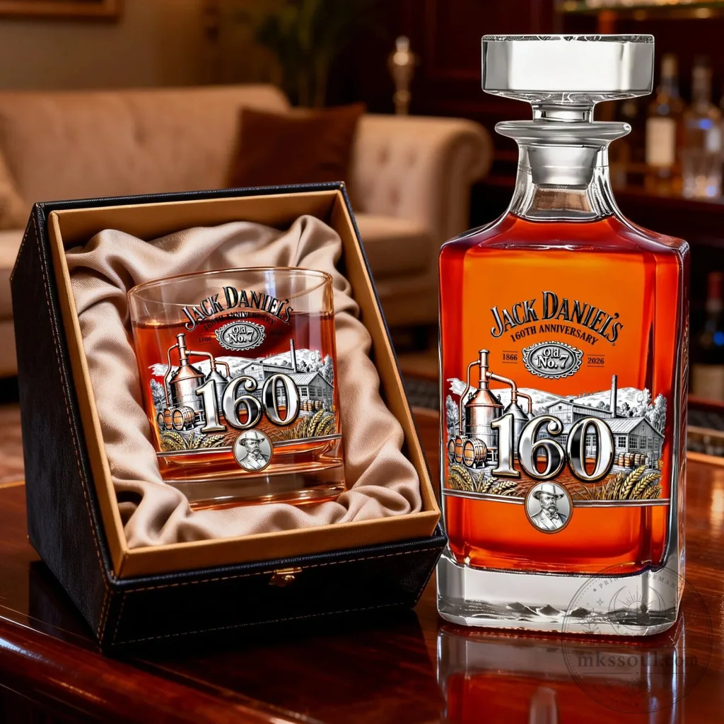 Jack Daniel's 160th Anniversary Whiskey Decanter Set with Glass Jack Daniel's 160th Anniversary Whiskey Decanter Set with Glass