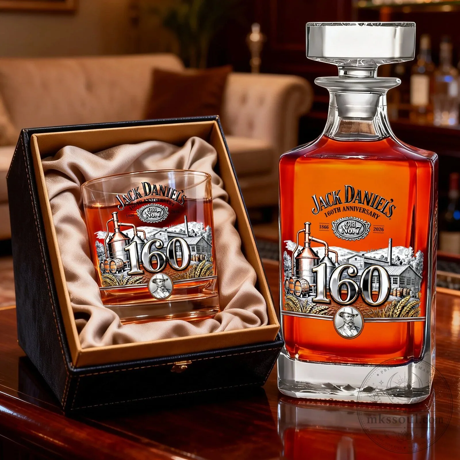 Jack Daniel's 160th Anniversary Whiskey Decanter Set with Glass