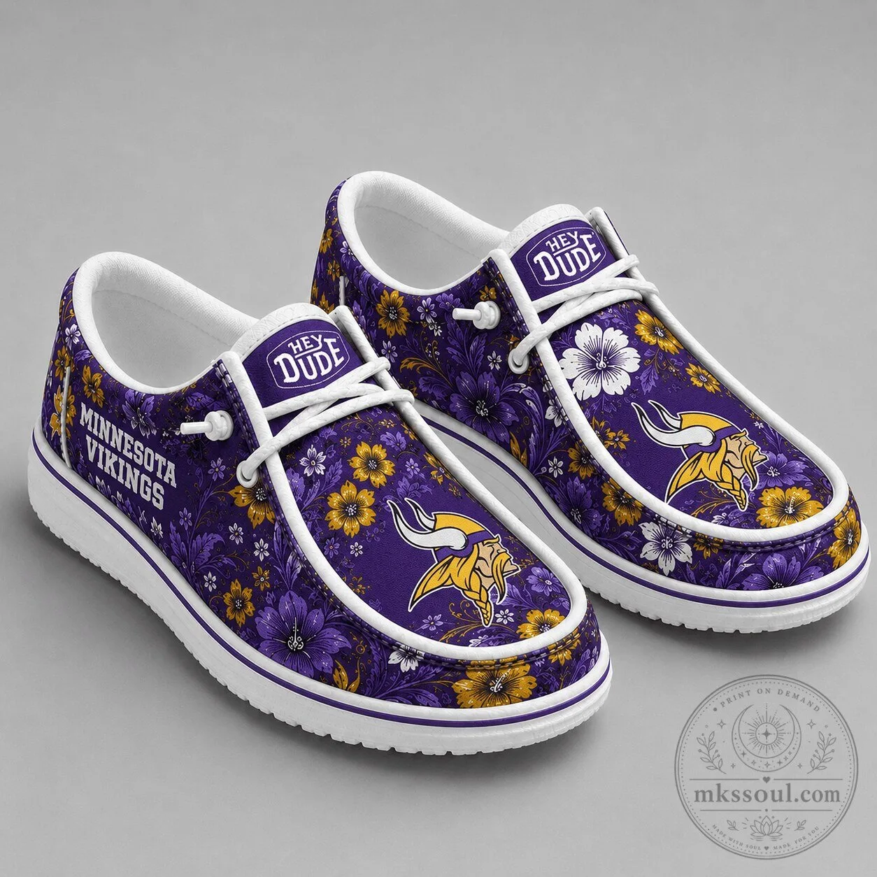 Minnesota Vikings Floral Pattern Team Colors Loafer Shoes