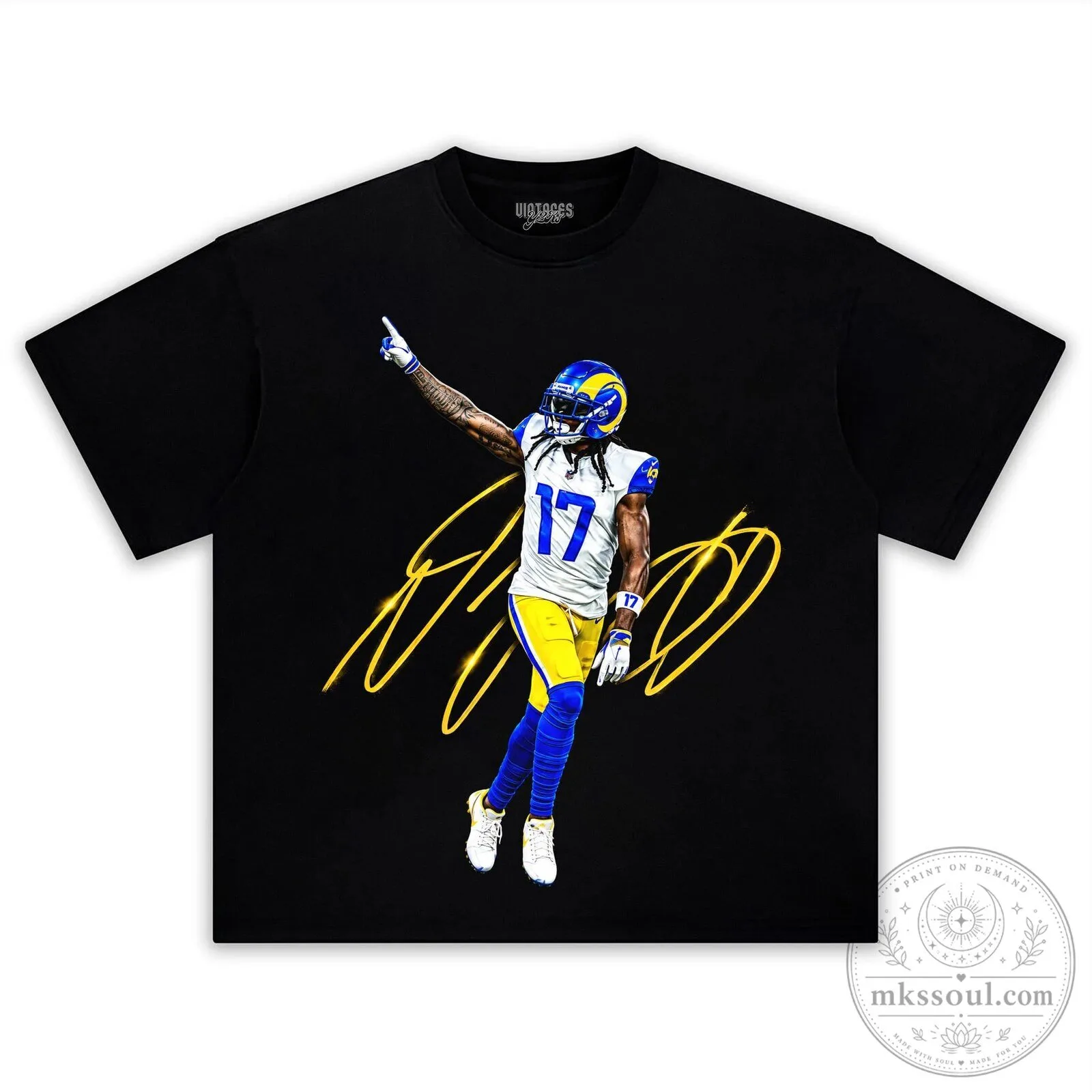 Black Graphic T-Shirt Featuring Signature Design of Football Player Davante Adams