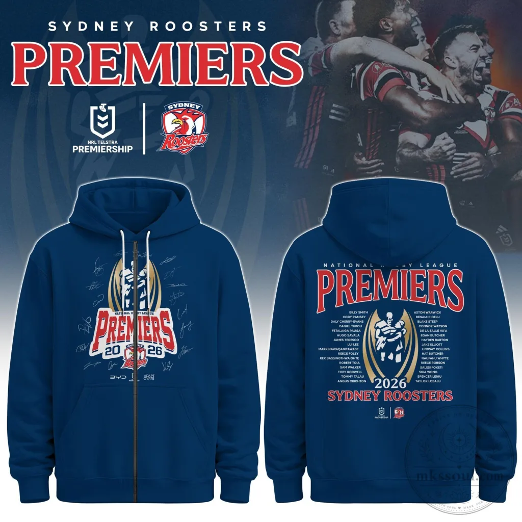 Sydney Roosters 2026 National Rugby League Premiers Commemorative Hoodie Sydney Roosters 2026 National Rugby League Premiers Commemorative Hoodie