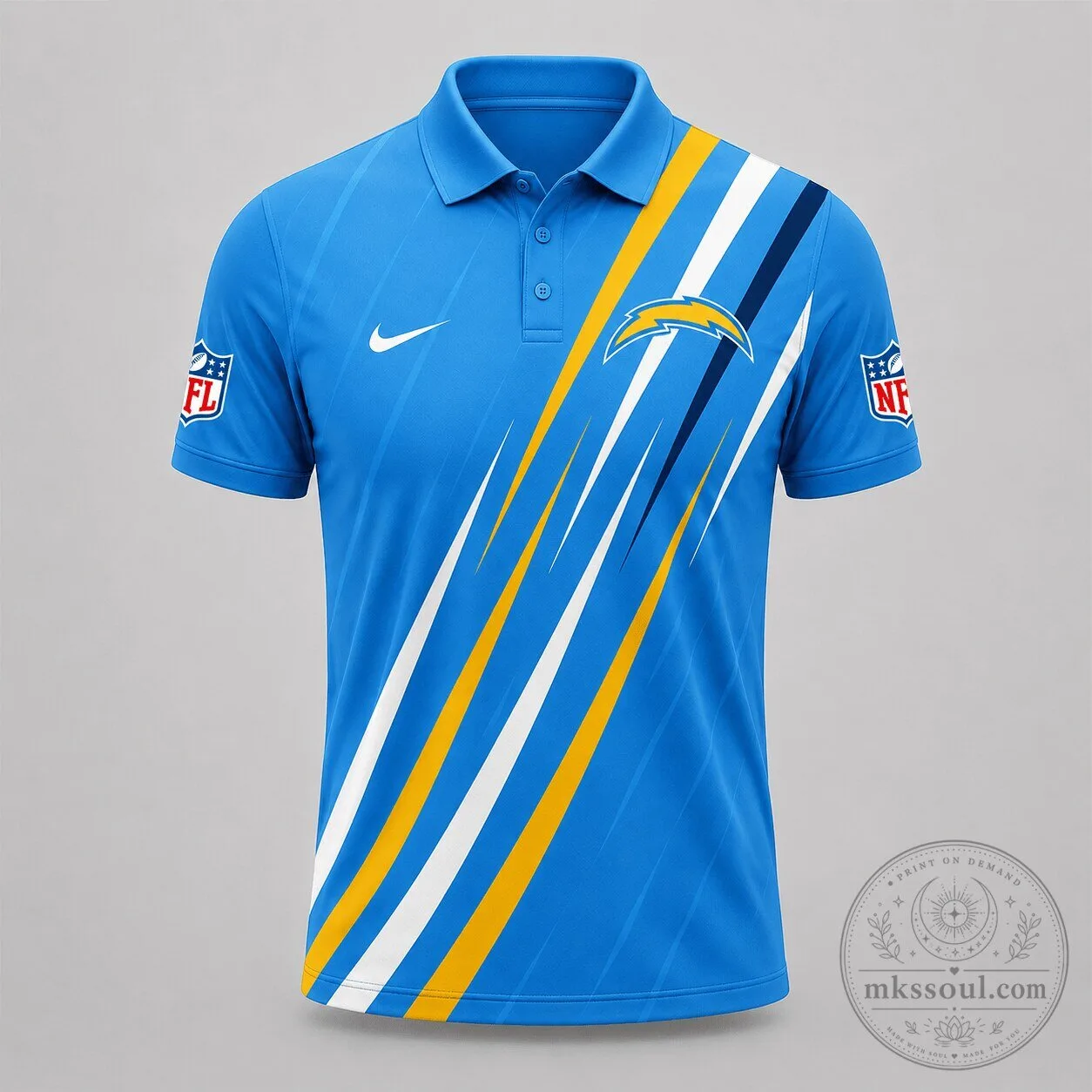 Los Angeles Chargers National Football League Athletic Stripe Polo Shirt
