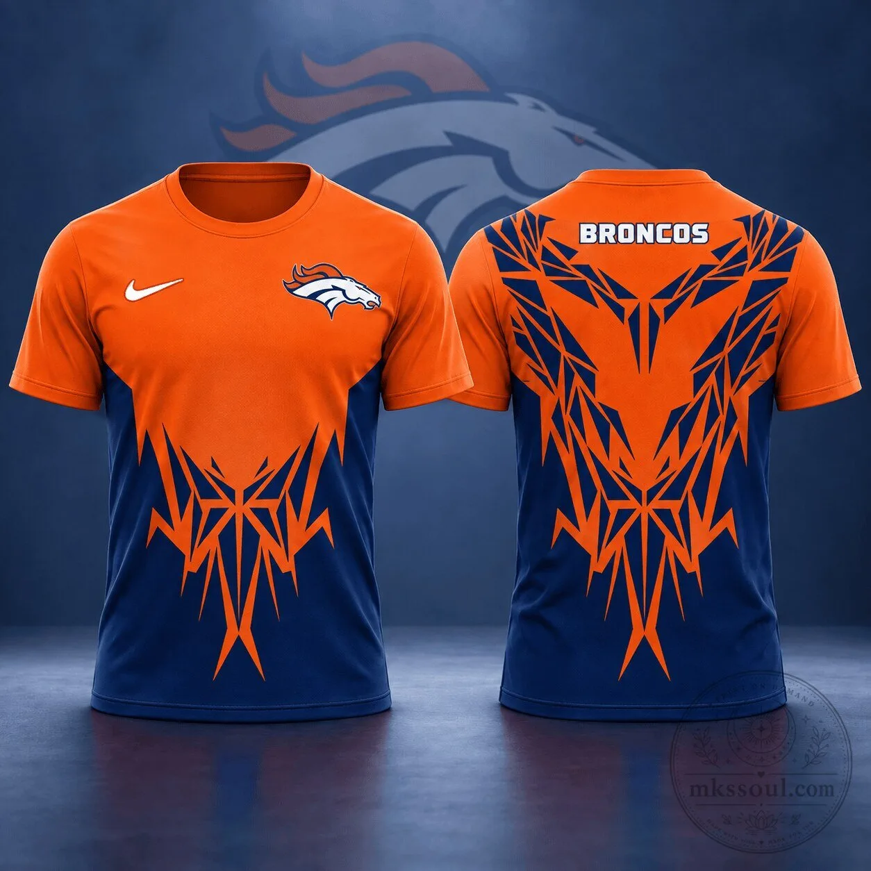 Short Sleeve T-Shirt with Tribal Graphic for Denver Broncos NFL Fans