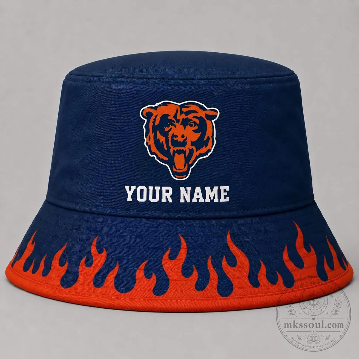 Personalized Chicago Bears NFL Fan Gear Flame Brim Bucket Hat
