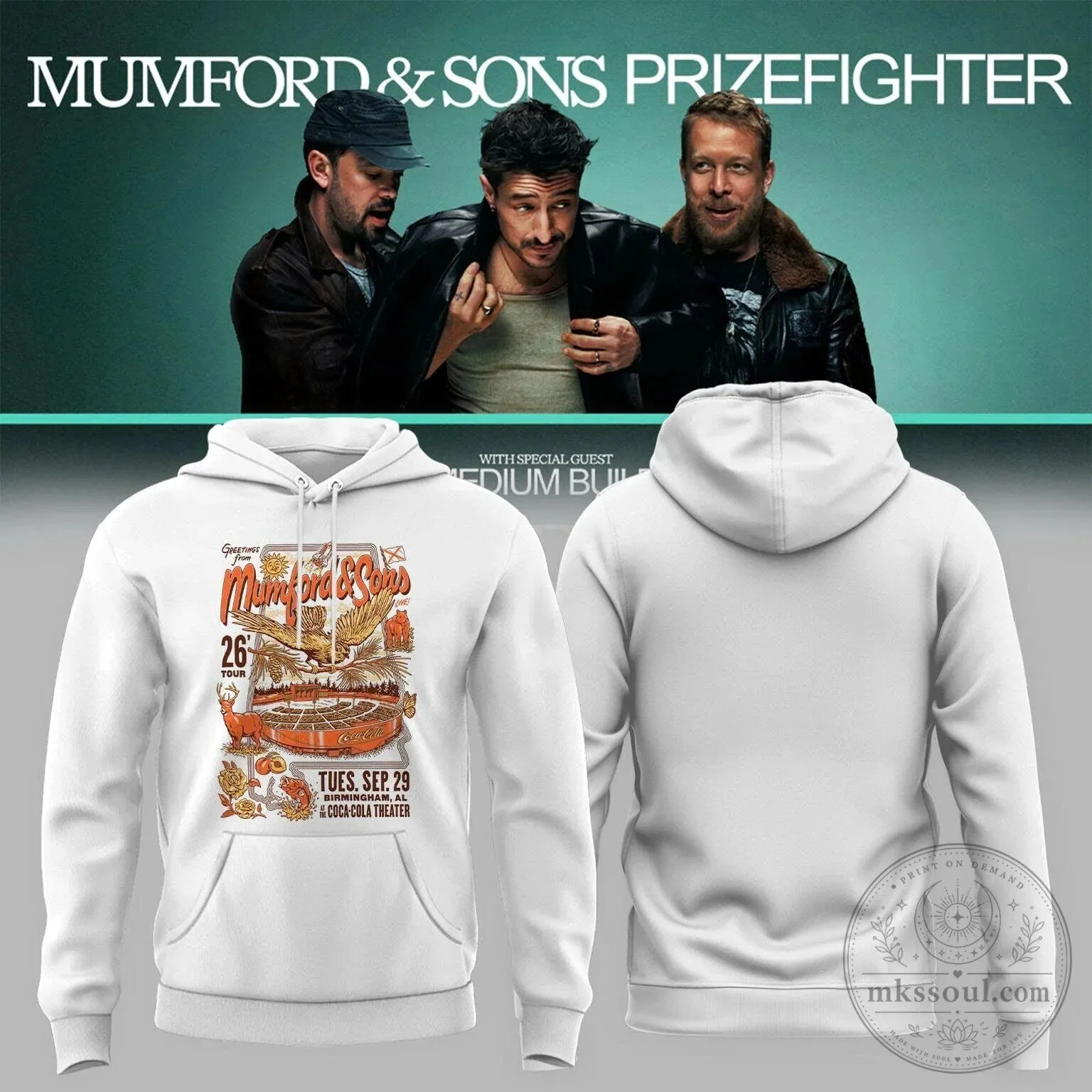 Mumford And Sons Prizefighter Tour Birmingham Alabama Concert Hoodie