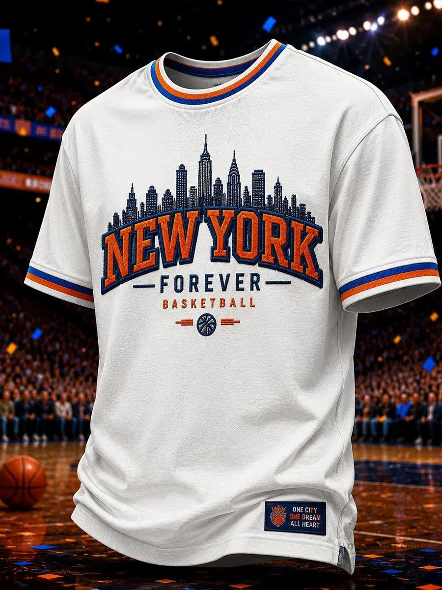 New York Basketball Fan Shirt Forever City Skyline Graphic T-Shirt