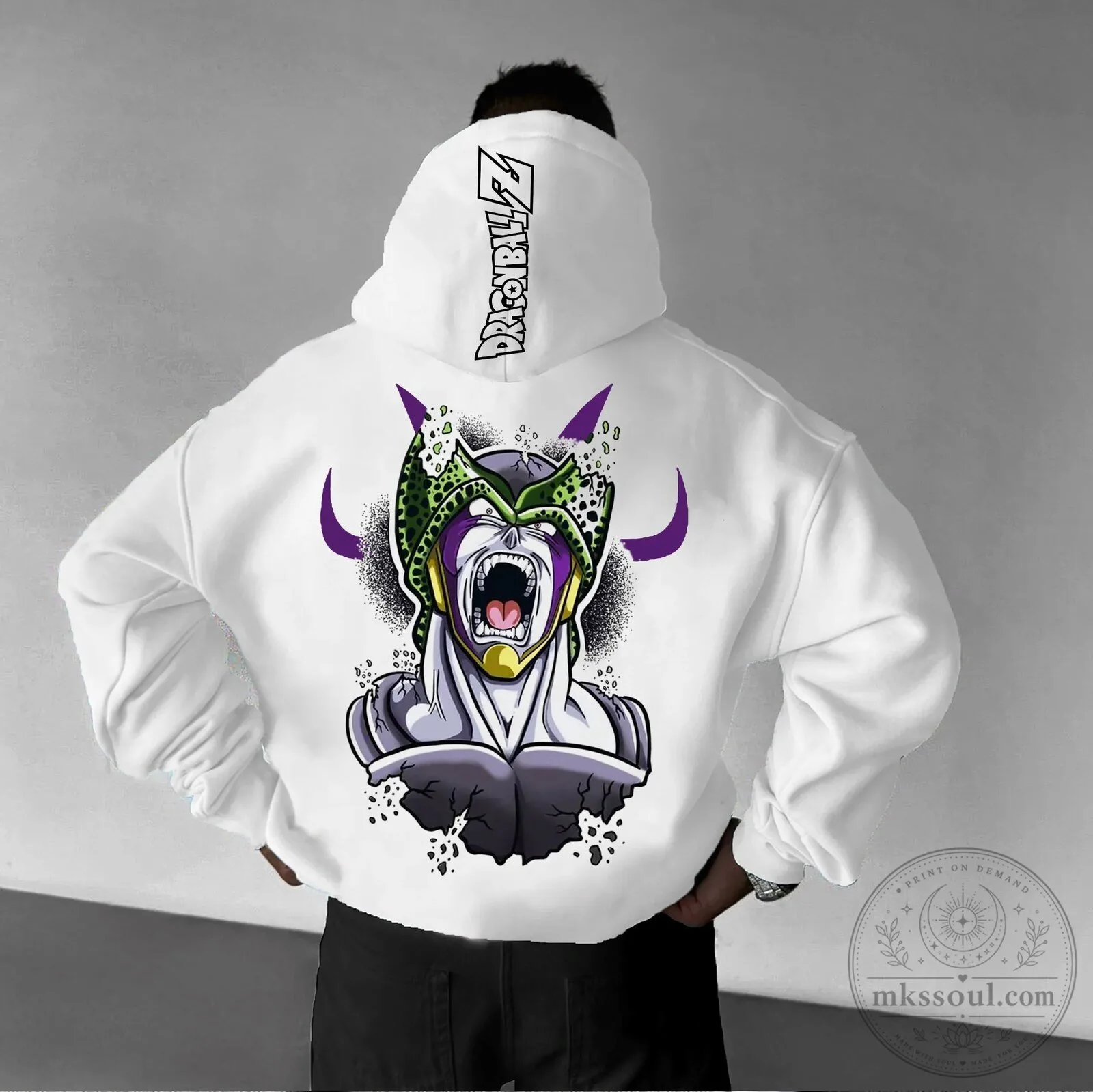 Dragon Ball Z Perfect Cell Anime Character Graphic Print Hoodie