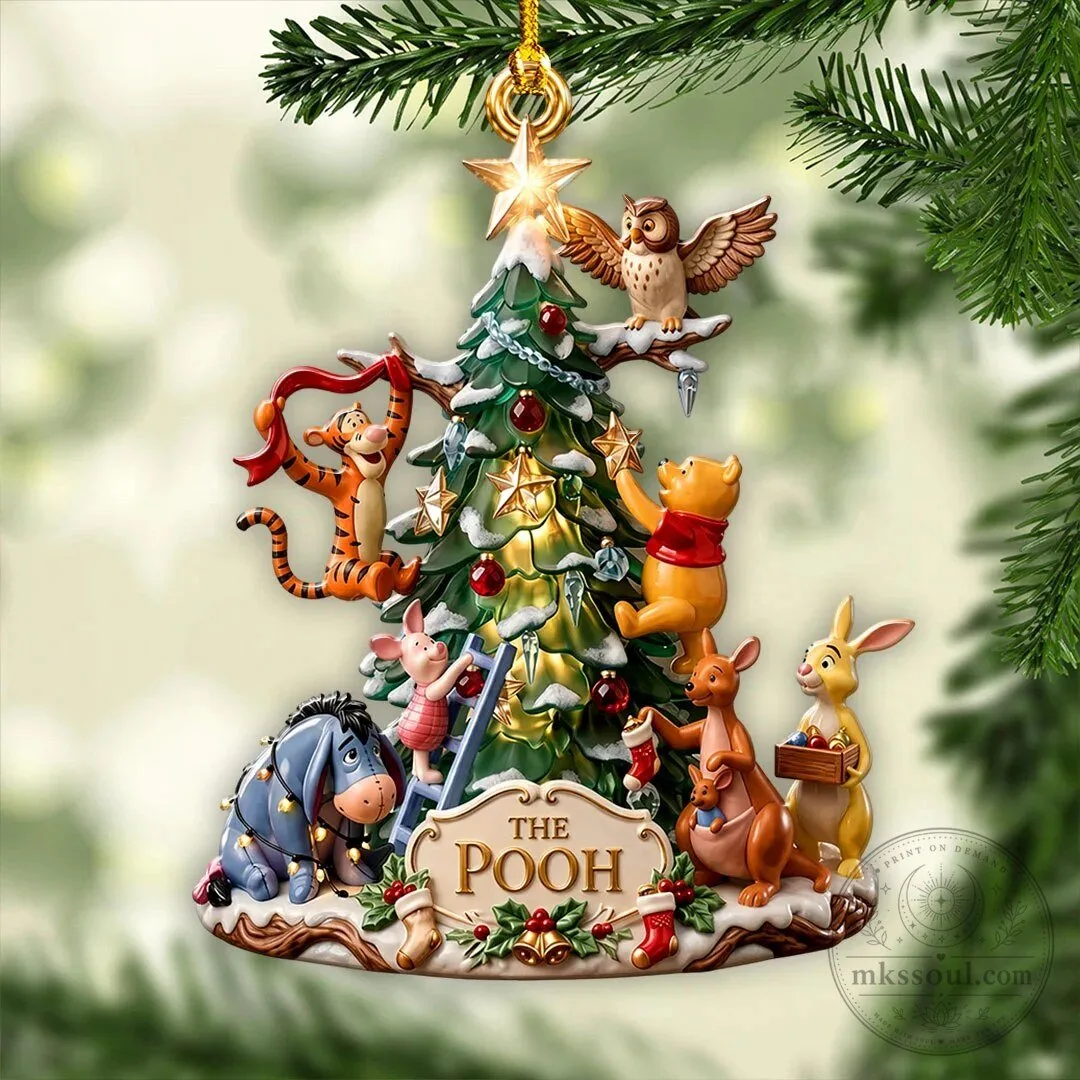Winnie The Pooh And Friends Christmas Tree Holiday Acrylic Ornament