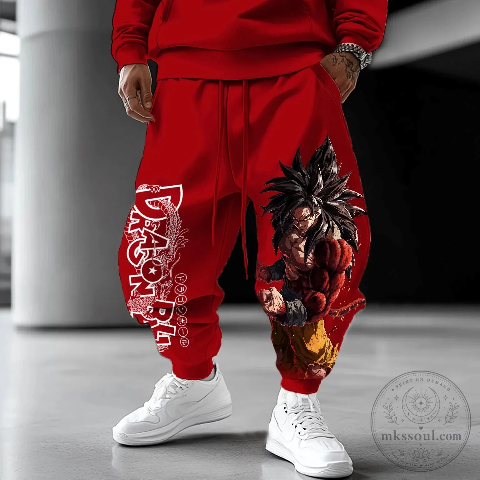 Casual Streetwear Pants featuring Super Saiyan Red Goku from Dragon Ball Z