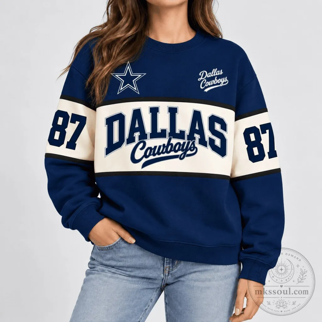 Dallas Cowboys NFL Team Retro Varsity Crewneck Sweatshirt