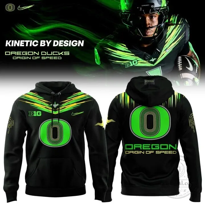 Black Hoodie featuring Oregon Ducks Football Team - Origin of Speed Design