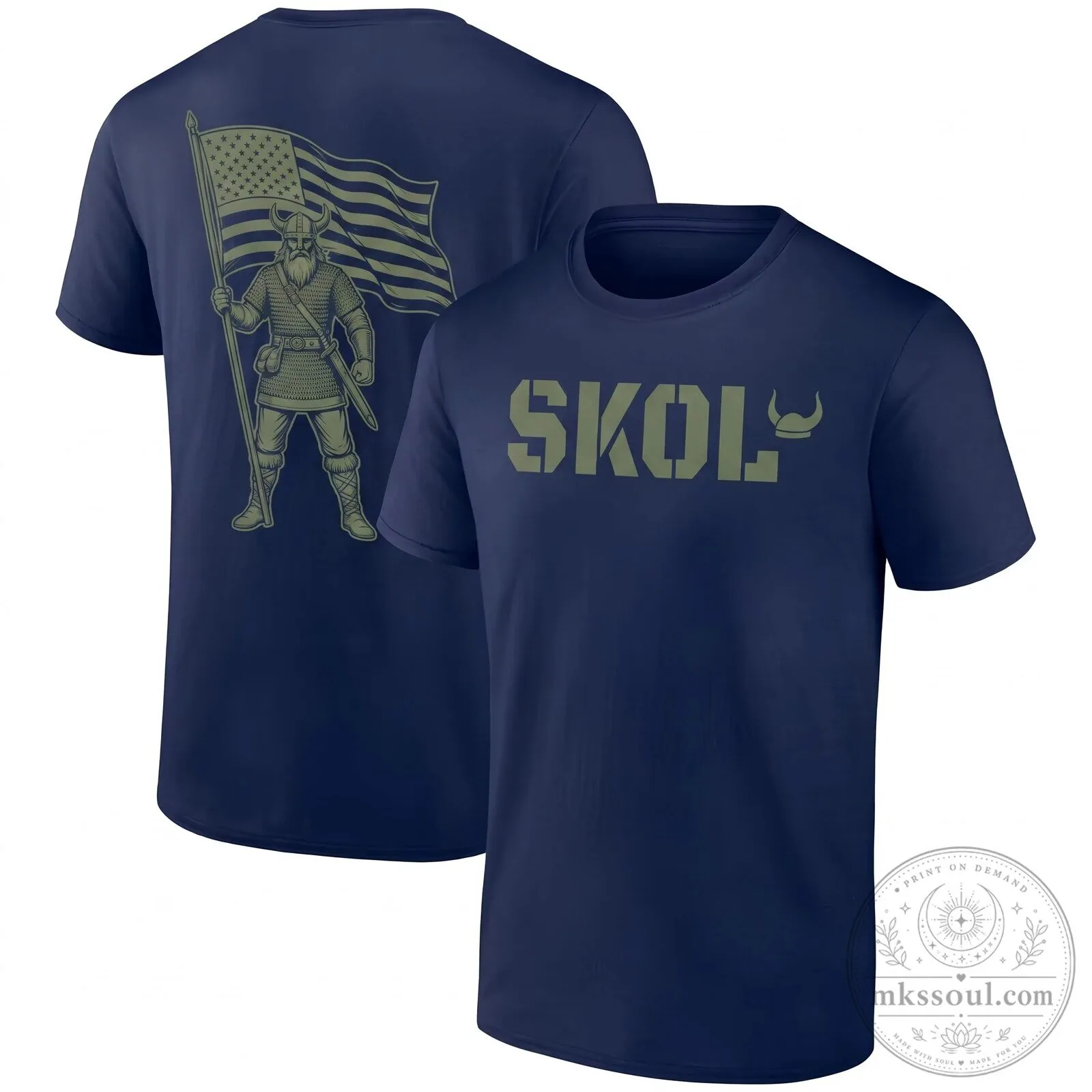 Military Green T-Shirt with Skol Salute To Service for Minnesota Vikings Fans 7 Military Green T-Shirt with Skol Salute To Service for Minnesota Vikings Fans