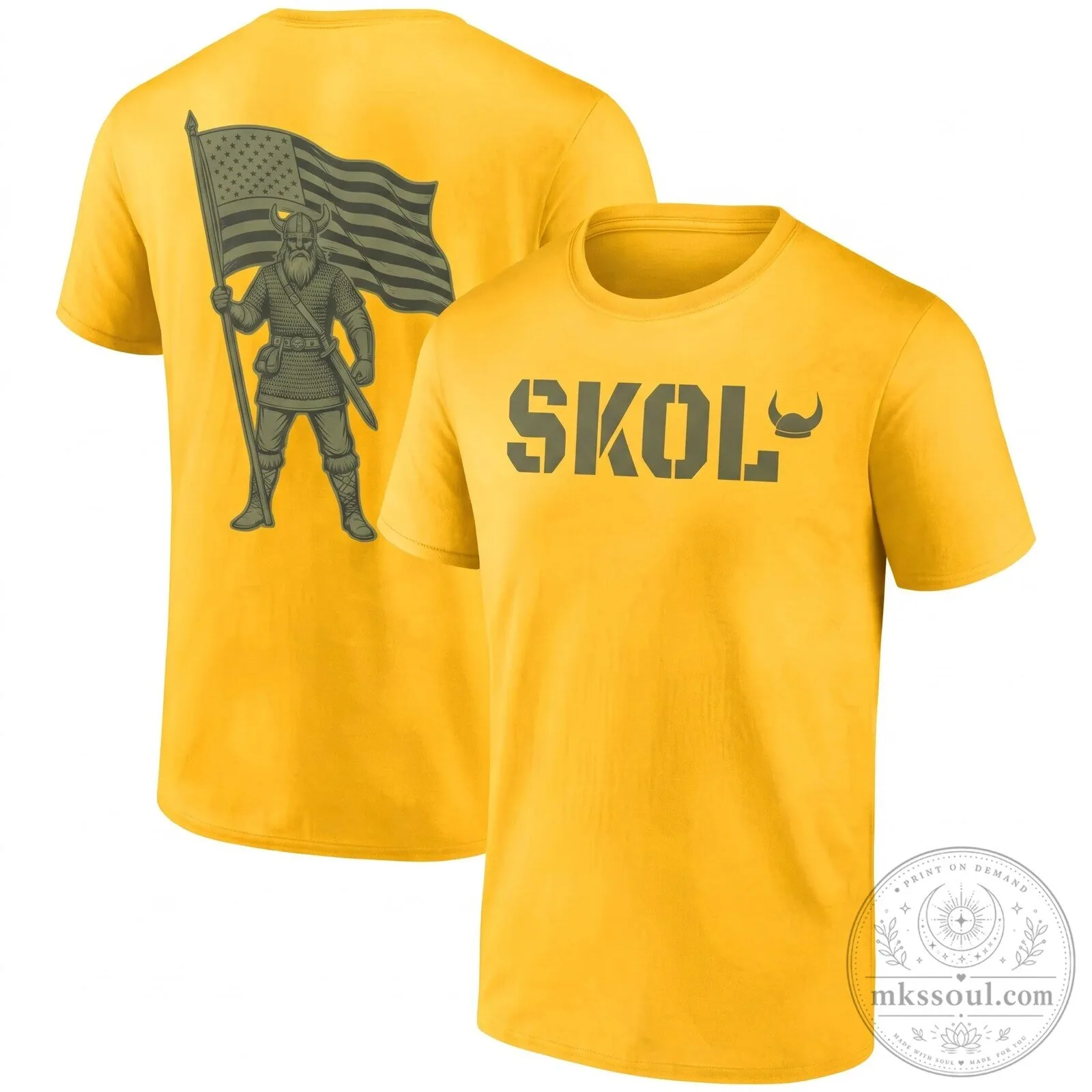 Military Green T-Shirt with Skol Salute To Service for Minnesota Vikings Fans 9 Military Green T-Shirt with Skol Salute To Service for Minnesota Vikings Fans
