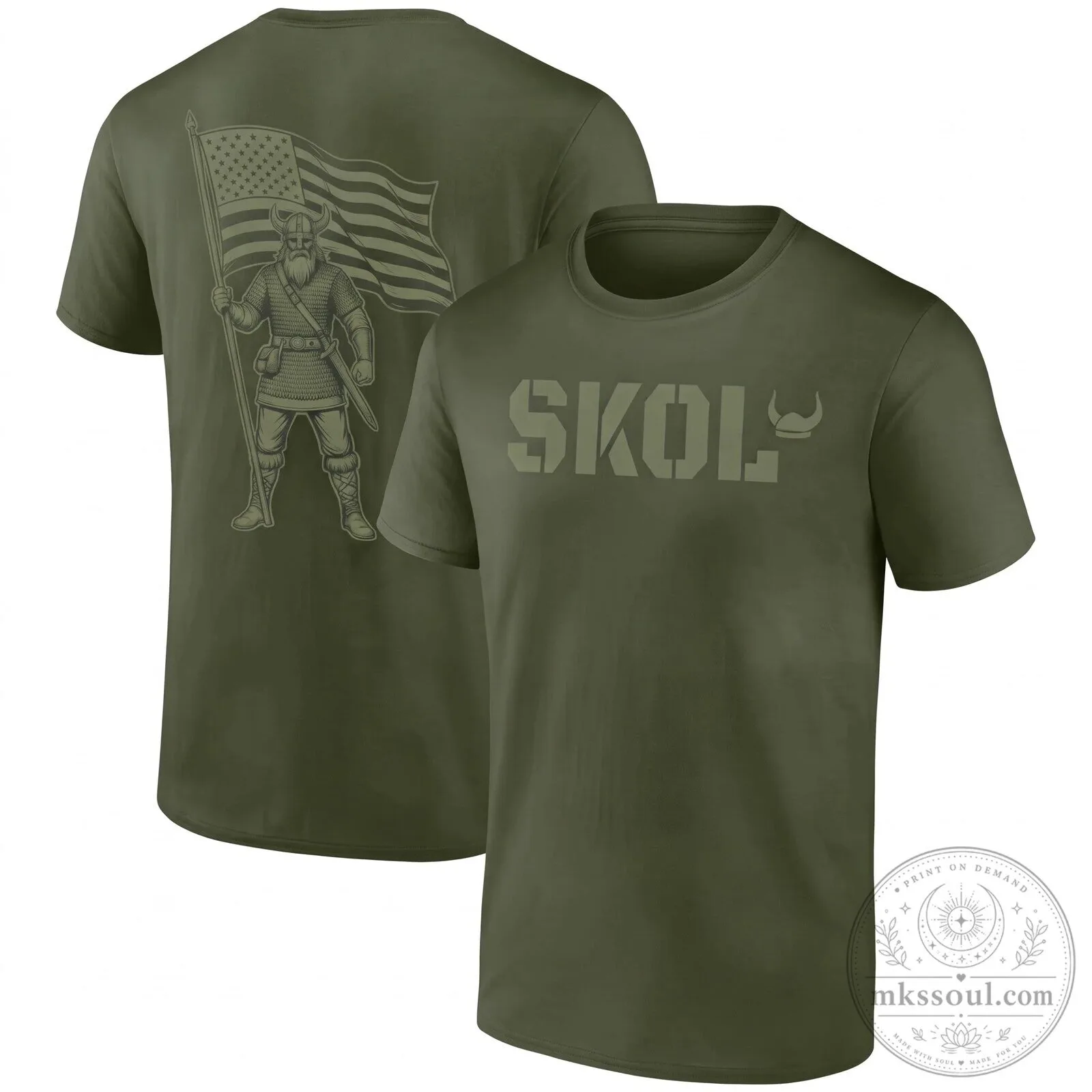 Military Green T-Shirt with Skol Salute To Service for Minnesota Vikings Fans 11 Military Green T-Shirt with Skol Salute To Service for Minnesota Vikings Fans