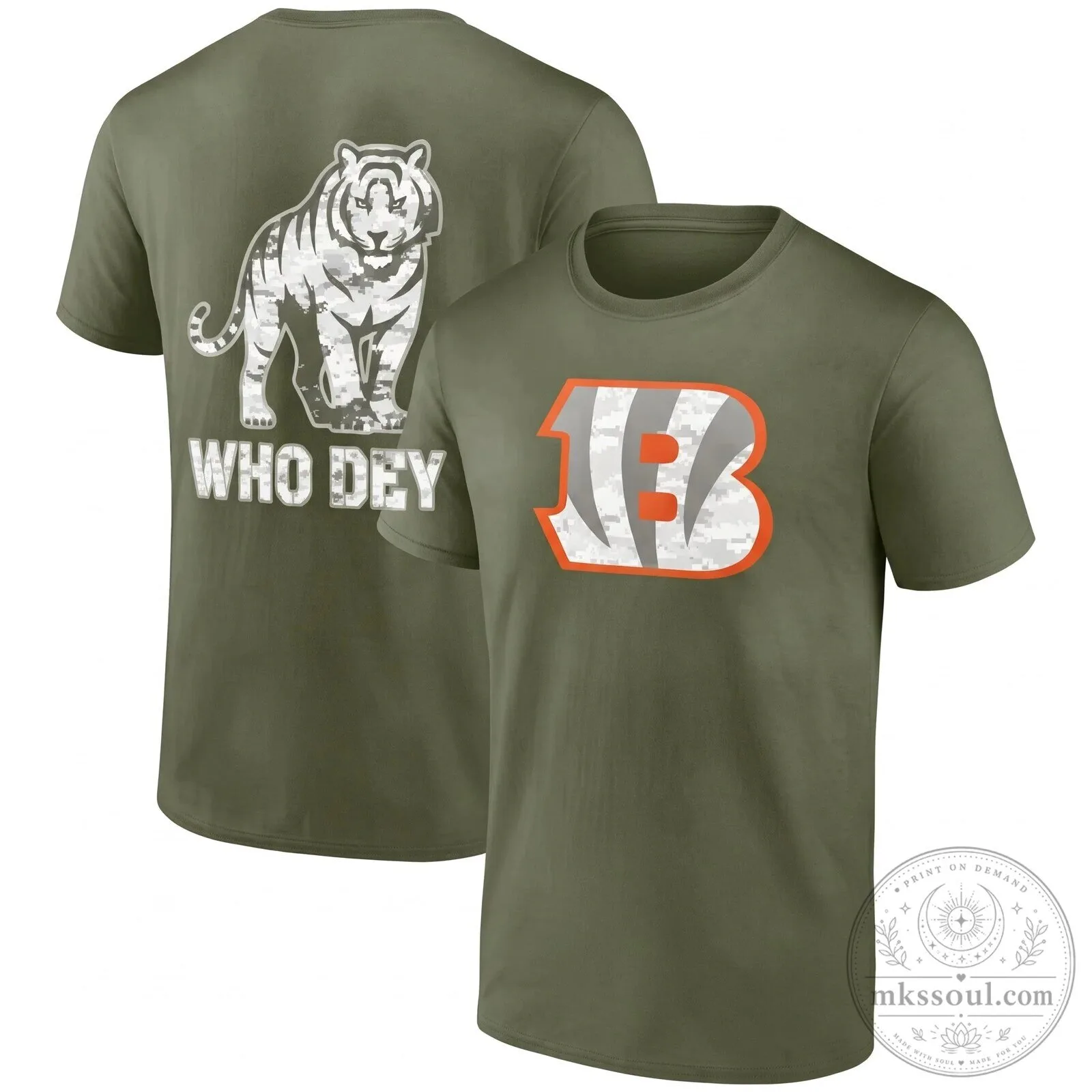 Cincinnati Bengals Who Dey Camouflage Tiger Logo Football T-Shirt 6 Cincinnati Bengals Who Dey Camouflage Tiger Logo Football T-Shirt