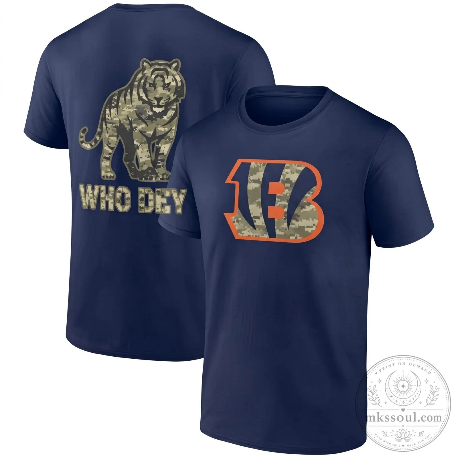 Cincinnati Bengals Who Dey Camouflage Tiger Logo Football T-Shirt 7 Cincinnati Bengals Who Dey Camouflage Tiger Logo Football T-Shirt
