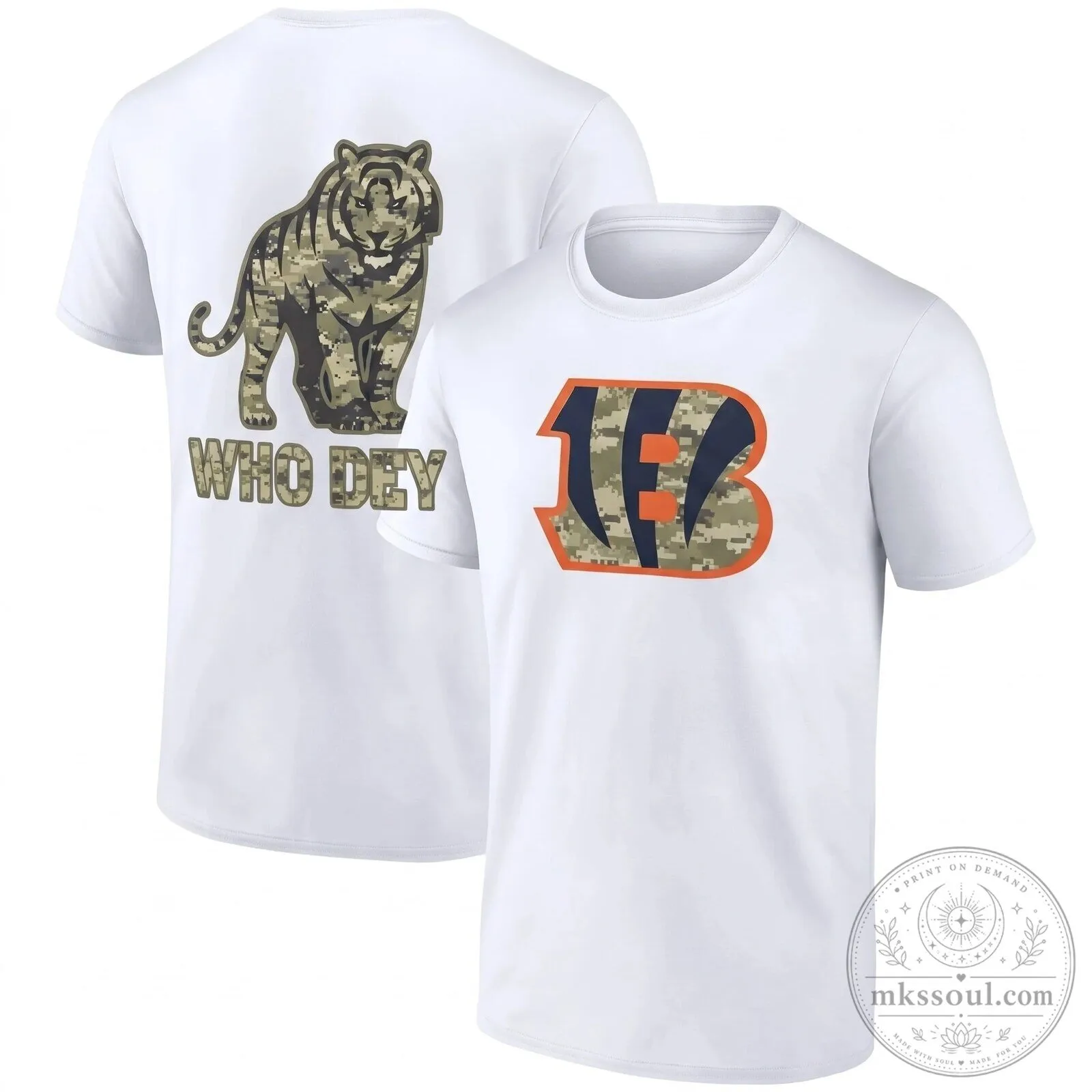 Cincinnati Bengals Who Dey Camouflage Tiger Logo Football T-Shirt 8 Cincinnati Bengals Who Dey Camouflage Tiger Logo Football T-Shirt