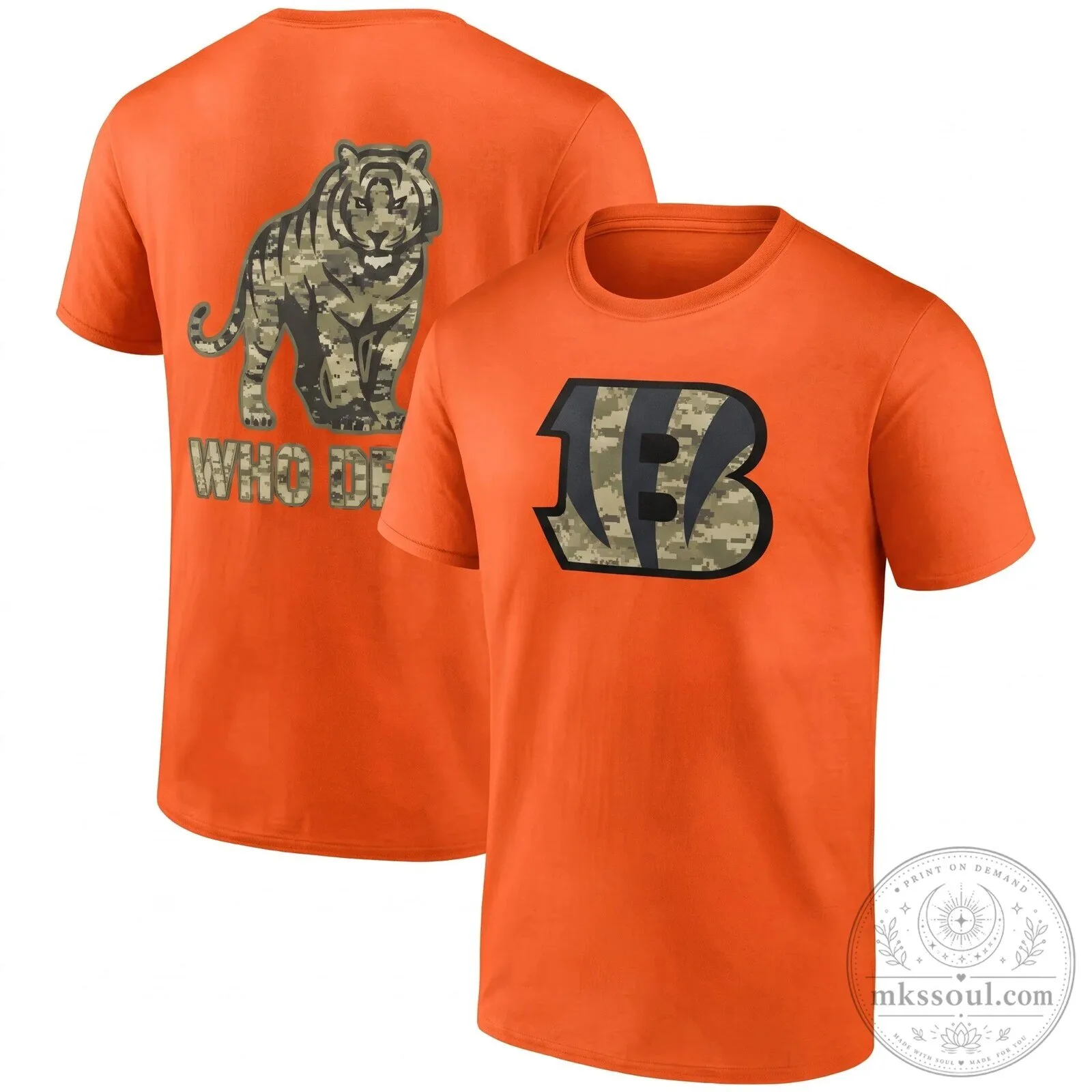 Cincinnati Bengals Who Dey Camouflage Tiger Logo Football T-Shirt 9 Cincinnati Bengals Who Dey Camouflage Tiger Logo Football T-Shirt