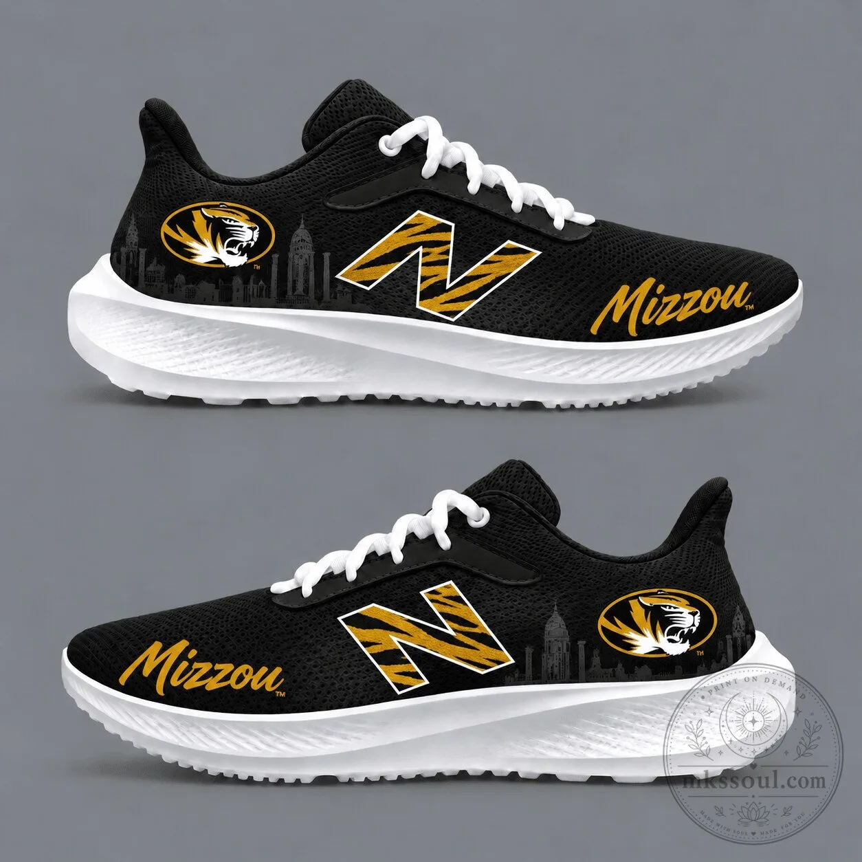 Missouri Tigers College Football Team Black Running Shoes