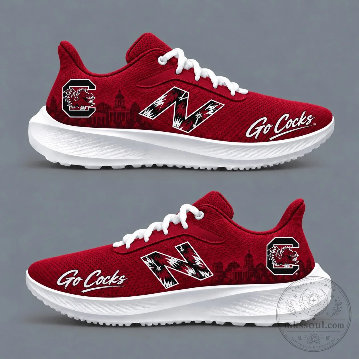 South Carolina Gamecocks College Football Red Running Shoes