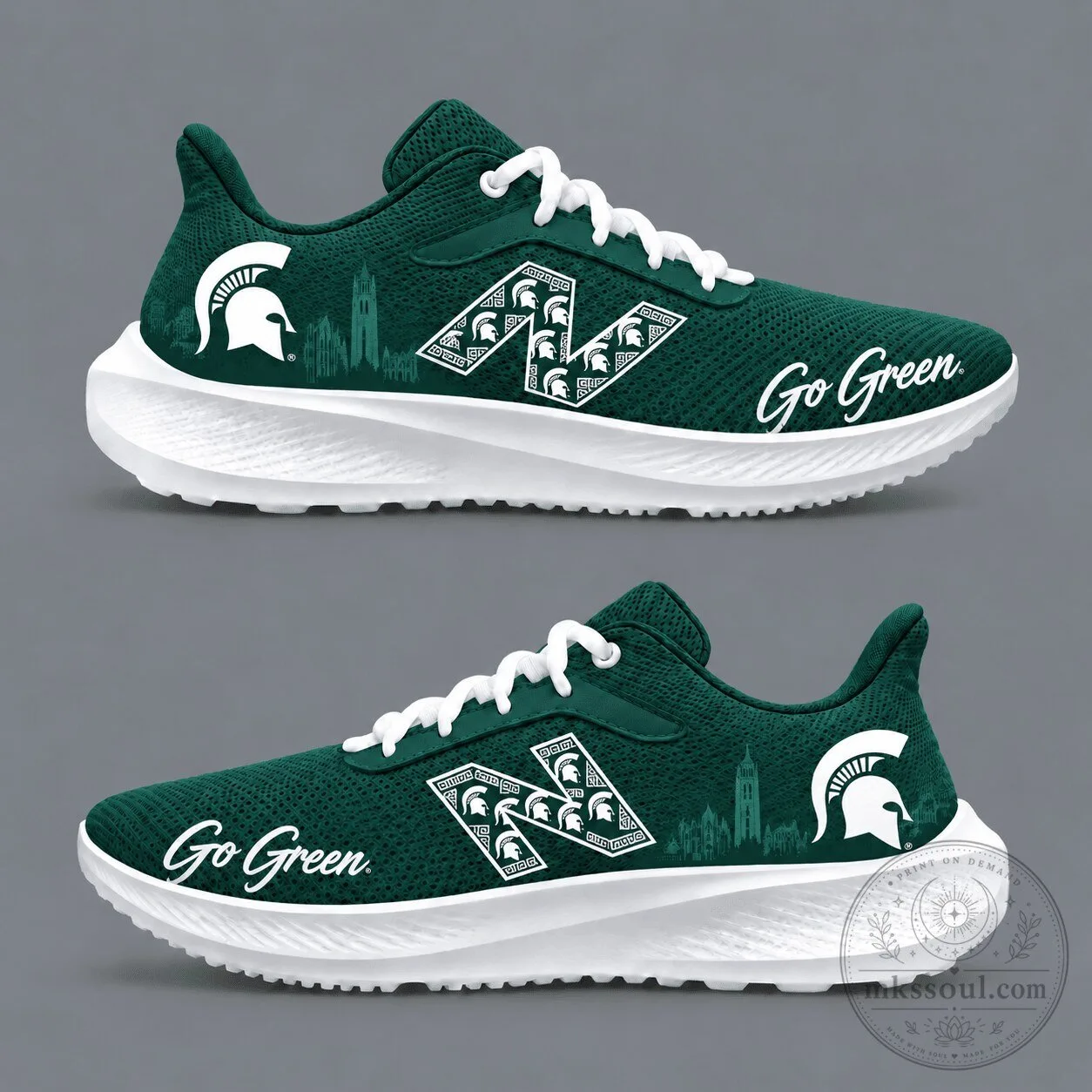 Michigan State Spartans College Football Team Go Green Athletic Shoes