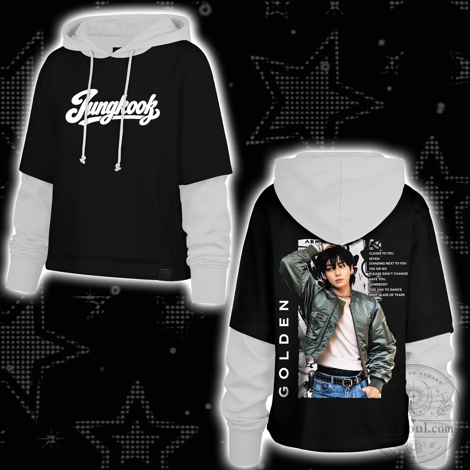 Jungkook Golden Album Tracklist Black And White Hoodie