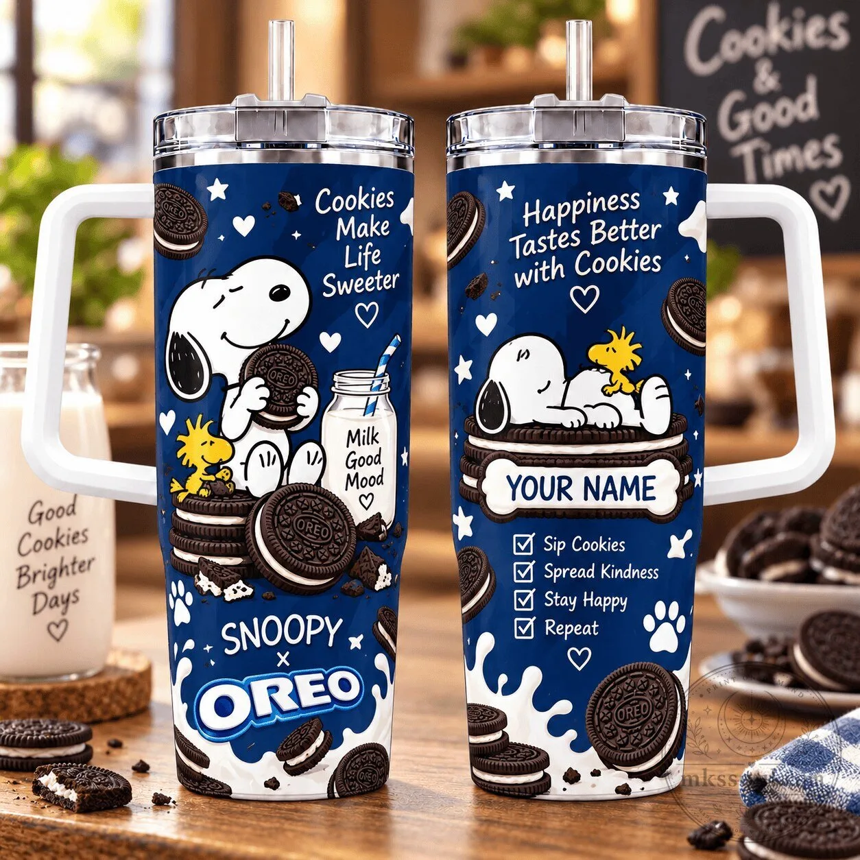 Snoopy and Oreo Cookies Make Life Sweeter Insulated Tumbler with Handle