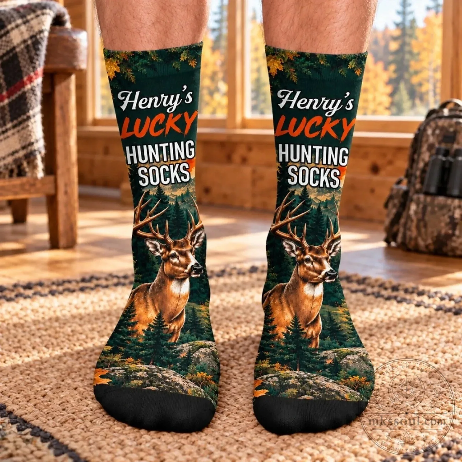 Personalized Deer Hunter's Lucky Hunting Socks for Men