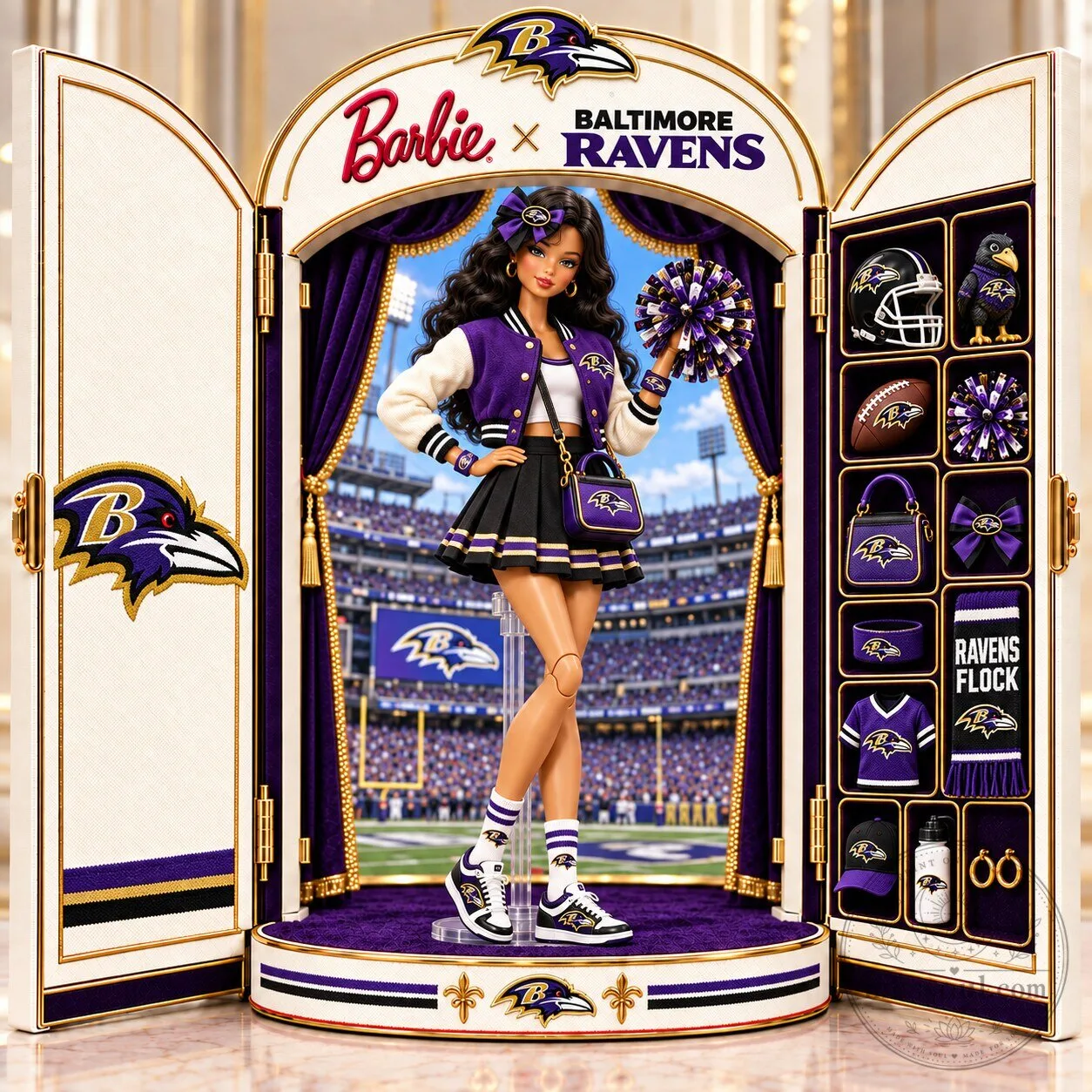 Barbie x Baltimore Ravens Commemorative Collectible Doll Figure