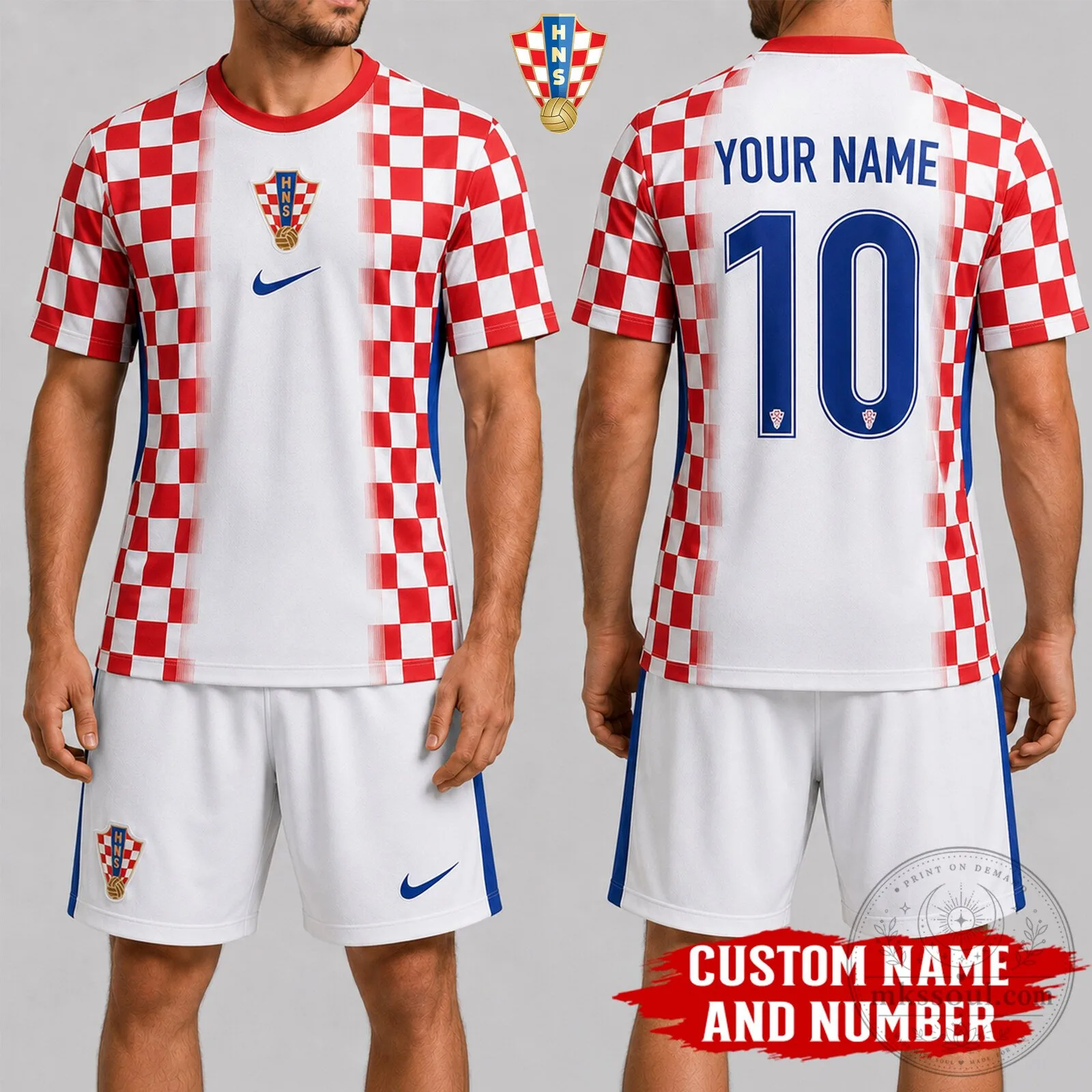 Croatia National Football Team Personalized Soccer Jersey and Shorts Kit