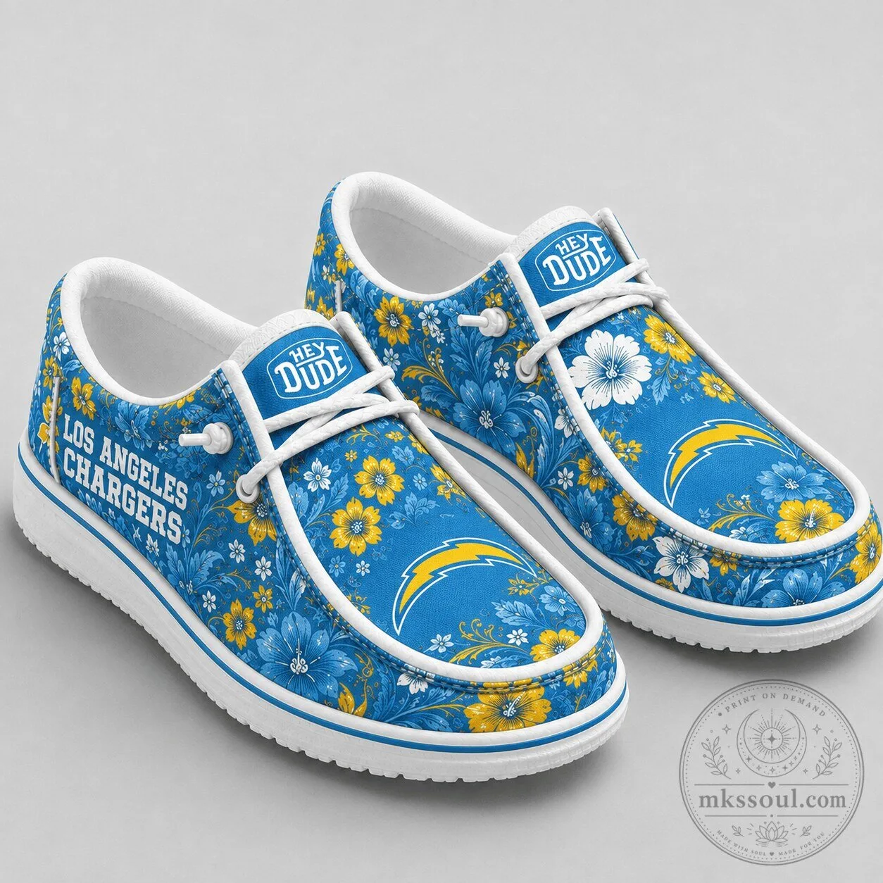 Los Angeles Chargers Floral Hey Dude Style Shoes for Men and Women